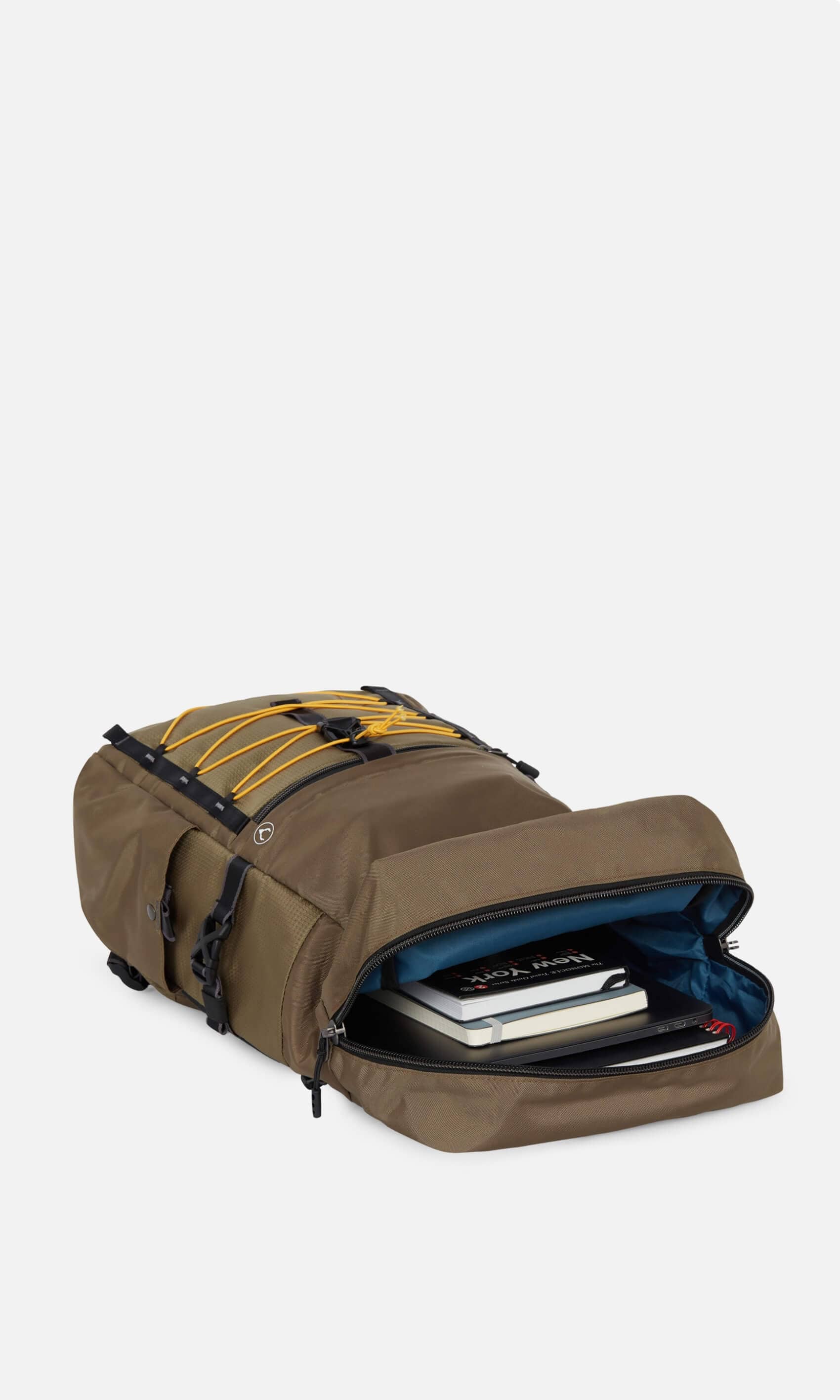 Khaki Bamburgh Roll Top Backpack - Waterproof Travel Backpack for Hiking, Camping & Daily Commute