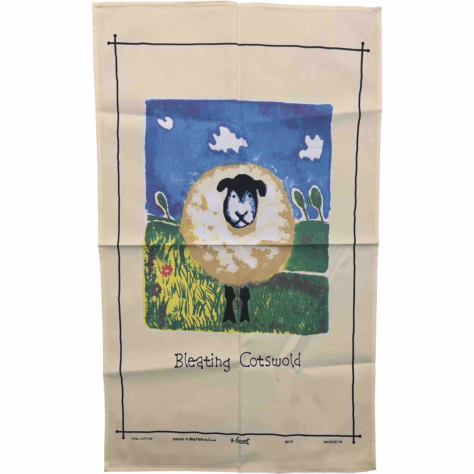 Cotswold Cotton Tea Towel with Sheep Design - Soft, Absorbent Kitchen Towel for Dishes, Drying Hands & Farmhouse Decor