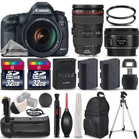 Canon EOS 5D Mark IV DSLR Camera 30.4MP with 24-105mm f/4L & 50mm f/1.8 Lens Bundle - Professional Photography Kit for Wedding, Portrait & Travel Shooting