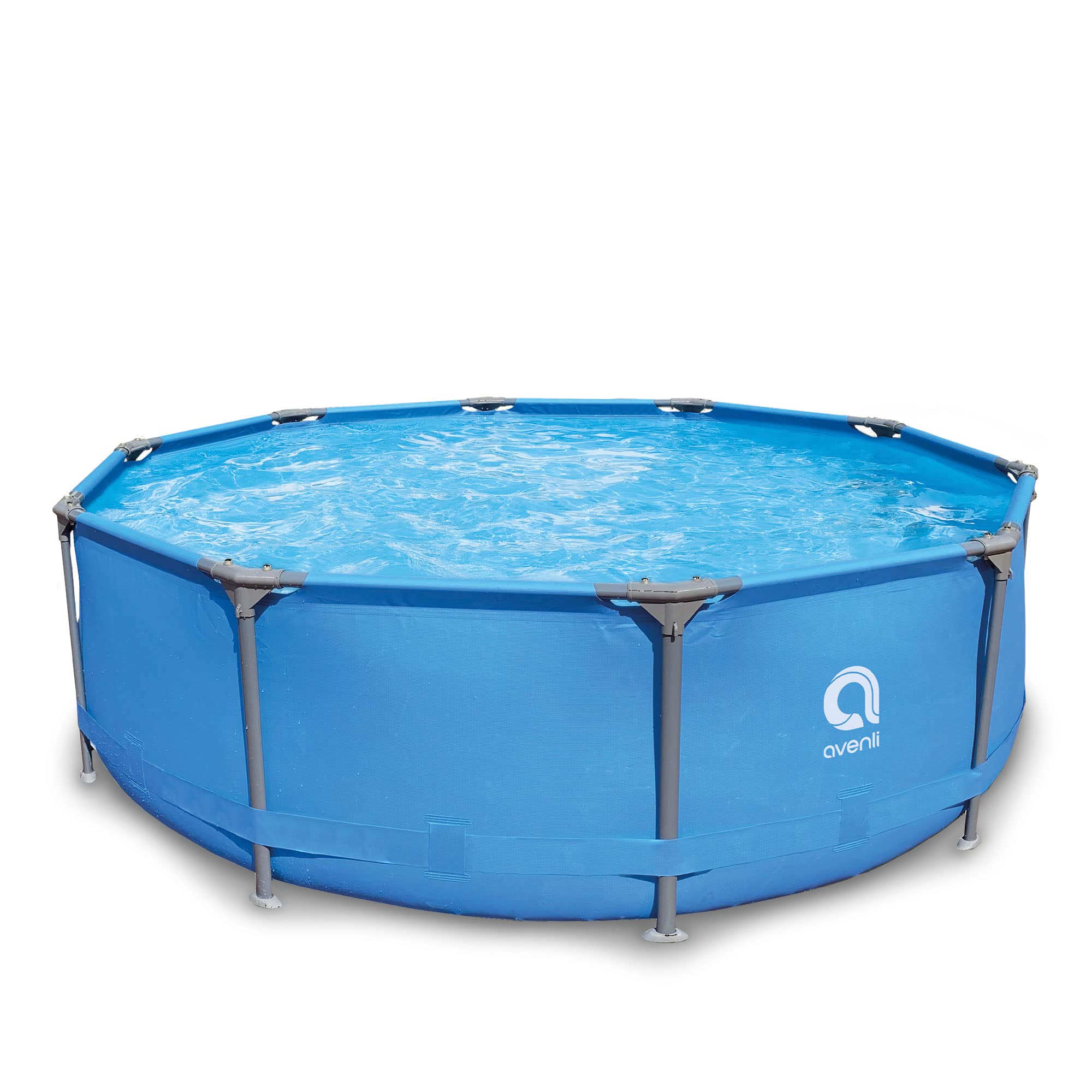 JLeisure Avenli 10ft x 30in Round Steel Frame Above Ground Swimming Pool with Triangle Lock System - Durable LamTech Material, Blue - Perfect for Backyard, Family Fun & Summer Relaxation