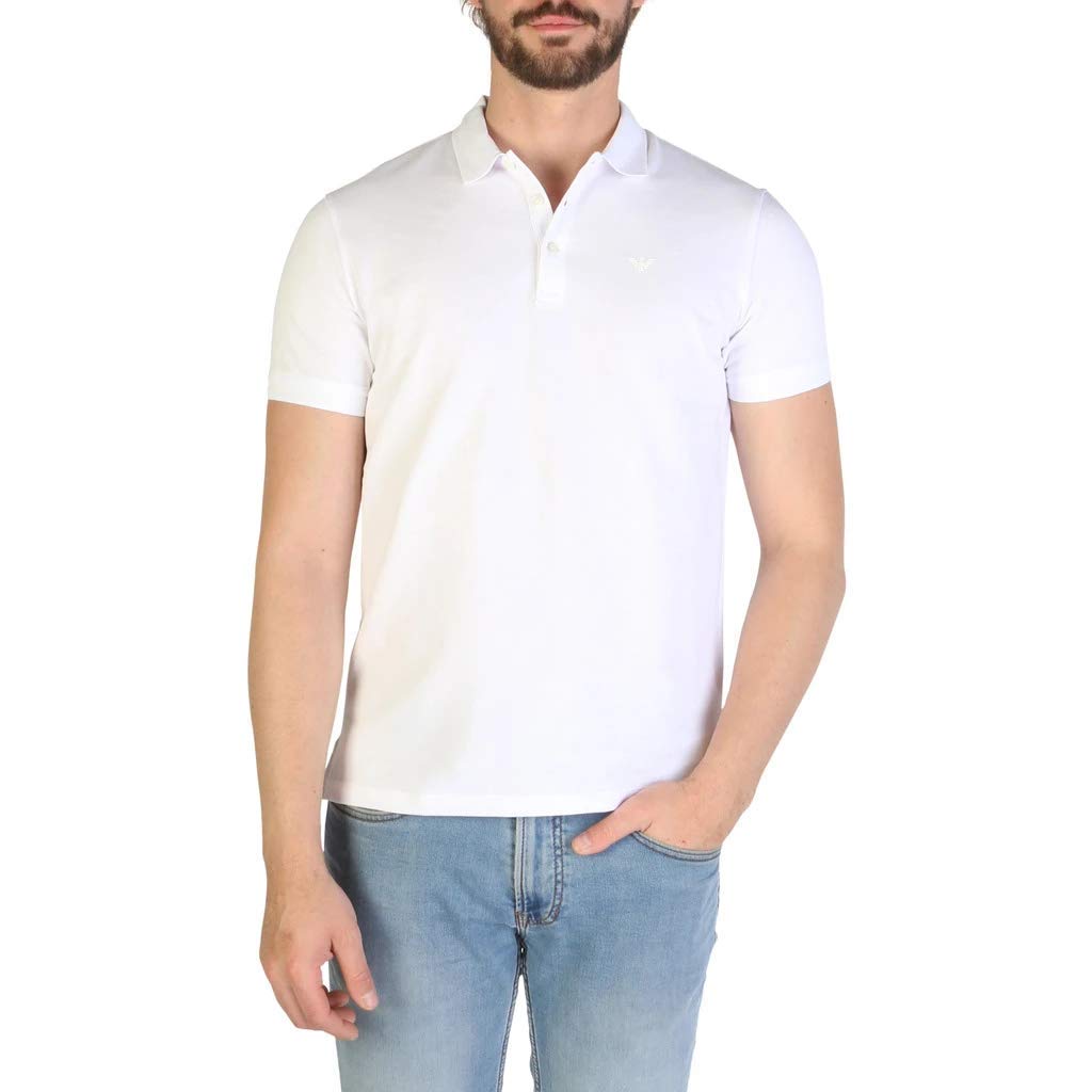 Emporio Armani Men's Classic Black Short Sleeve Polo Shirt - Size L (8N1F12 1J0SZ) | Premium Cotton Casual Wear for Business & Summer Outings