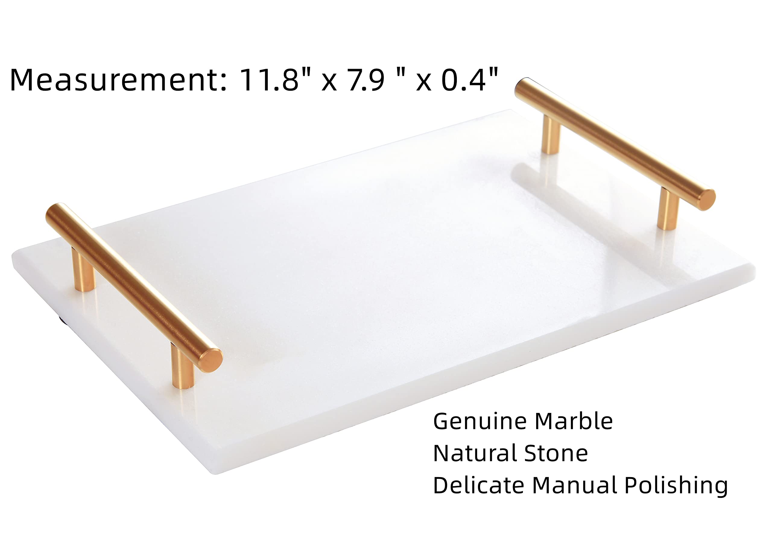 Luxury White Marble Tray with Gold Handle - 11.8