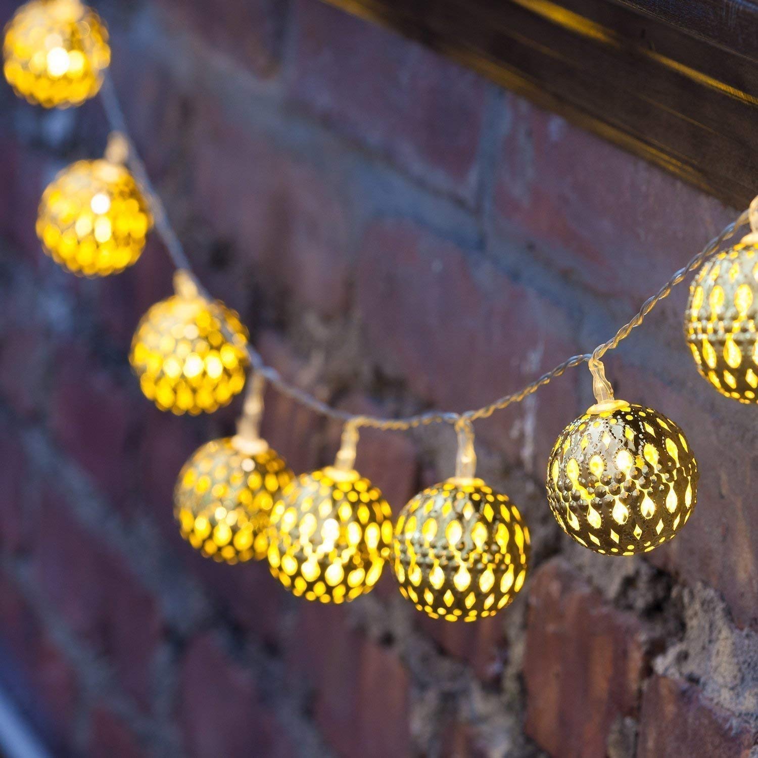 Rose Gold Geometric LED Fairy Lights - 20 LEDs, Battery Powered for Bedroom & Wedding Decor