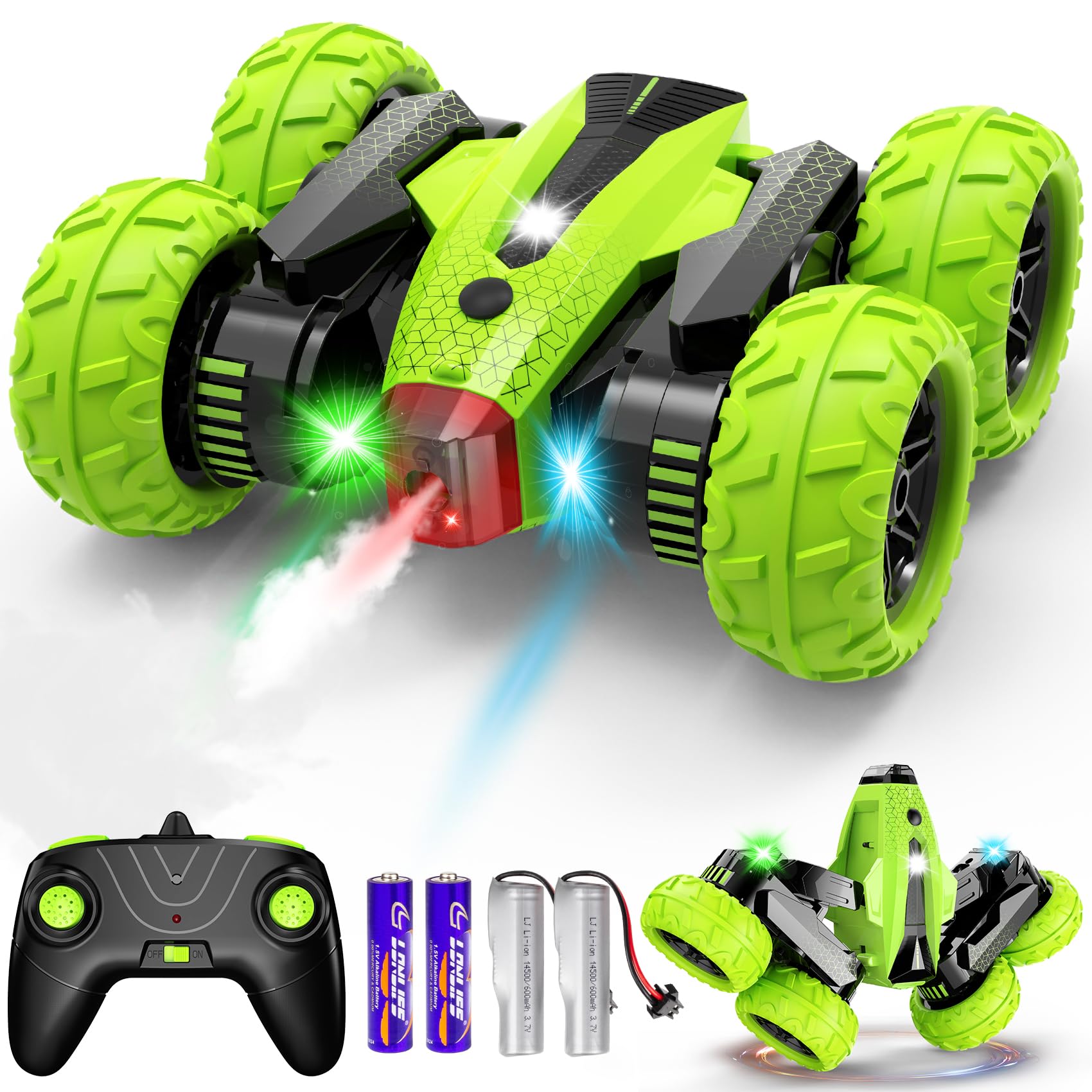 2.4Ghz RC Stunt Car - 360° Rotating Truck with Headlights & Music for Kids Outdoor Play