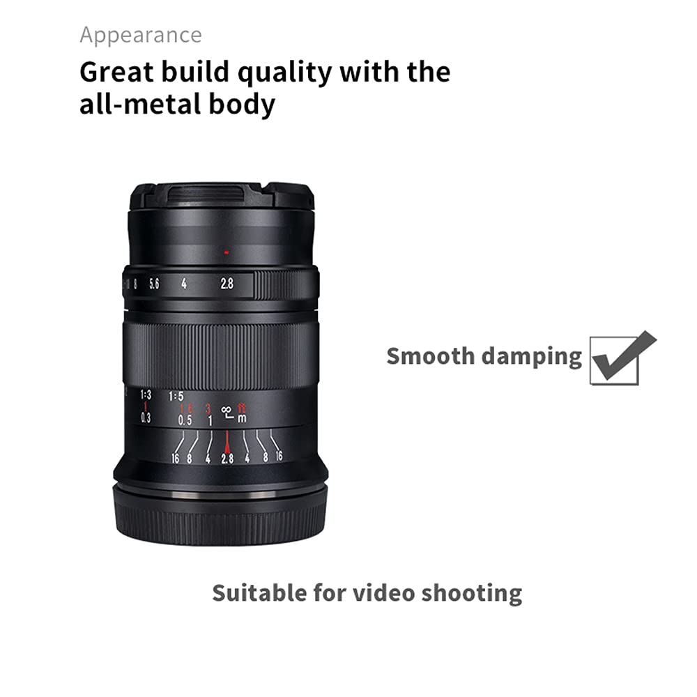 7artisans 60mm F2.8 II Macro Lens for Sony E-Mount - Manual Focus APS-C Camera Lens Compatible with A5000 A5100 A6000 A6100 A6300 A6400 A6500 A6600 - Perfect for Close-up Photography, Product Shots & Nature Macro