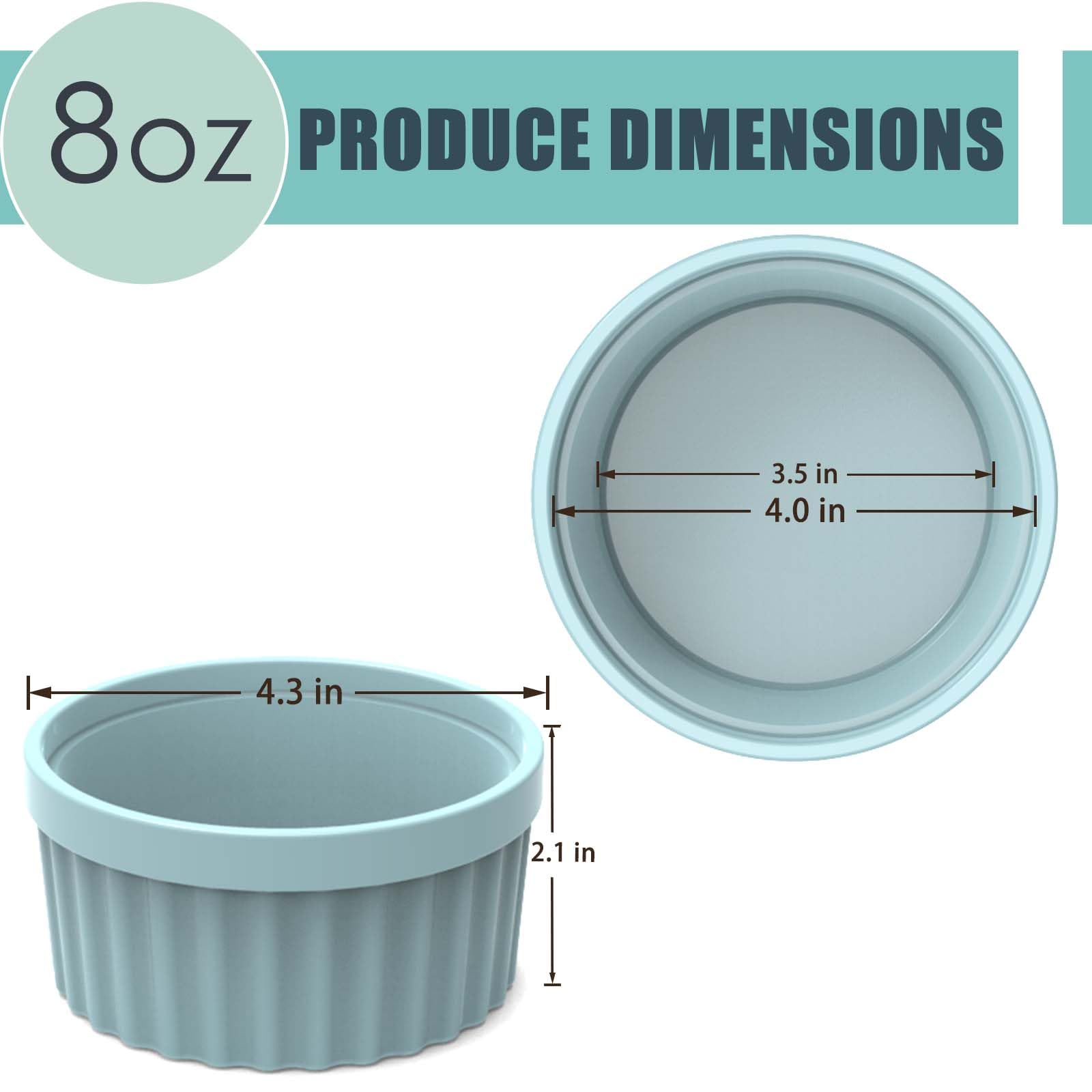 8 oz Silicone Ramekins (2-Pack) - Oven Safe 4-Inch Custard Cups for Creme Brulee, Souffle & Pudding - Perfect for Baking, Dessert Making & Kitchen Storage