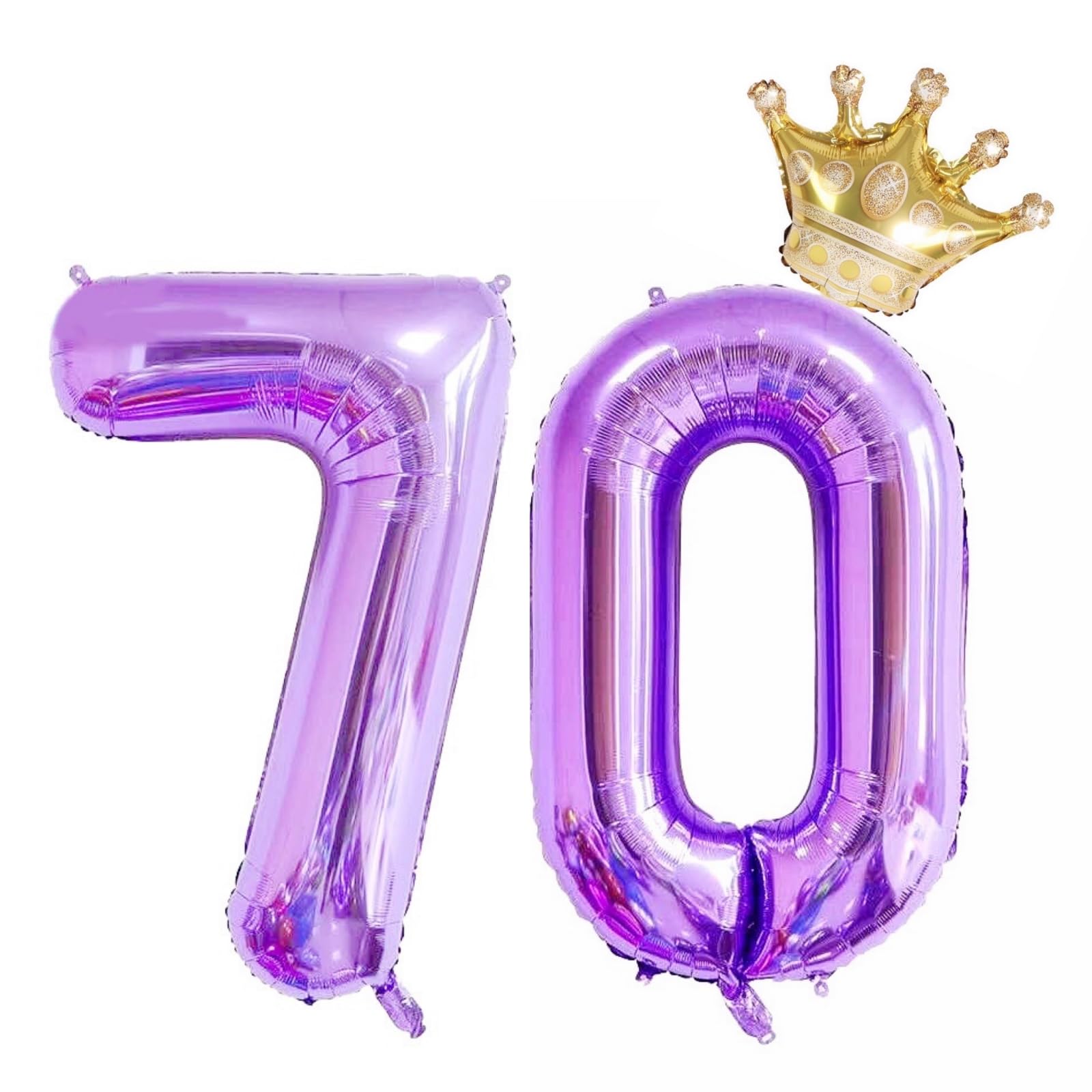 40 Inch Purple Number 70 Balloons with Crown - 70th Birthday Decorations for Women, Wedding Anniversary Party Supplies - Perfect for Milestone Celebrations, Retirement Parties & Golden Anniversary Decor