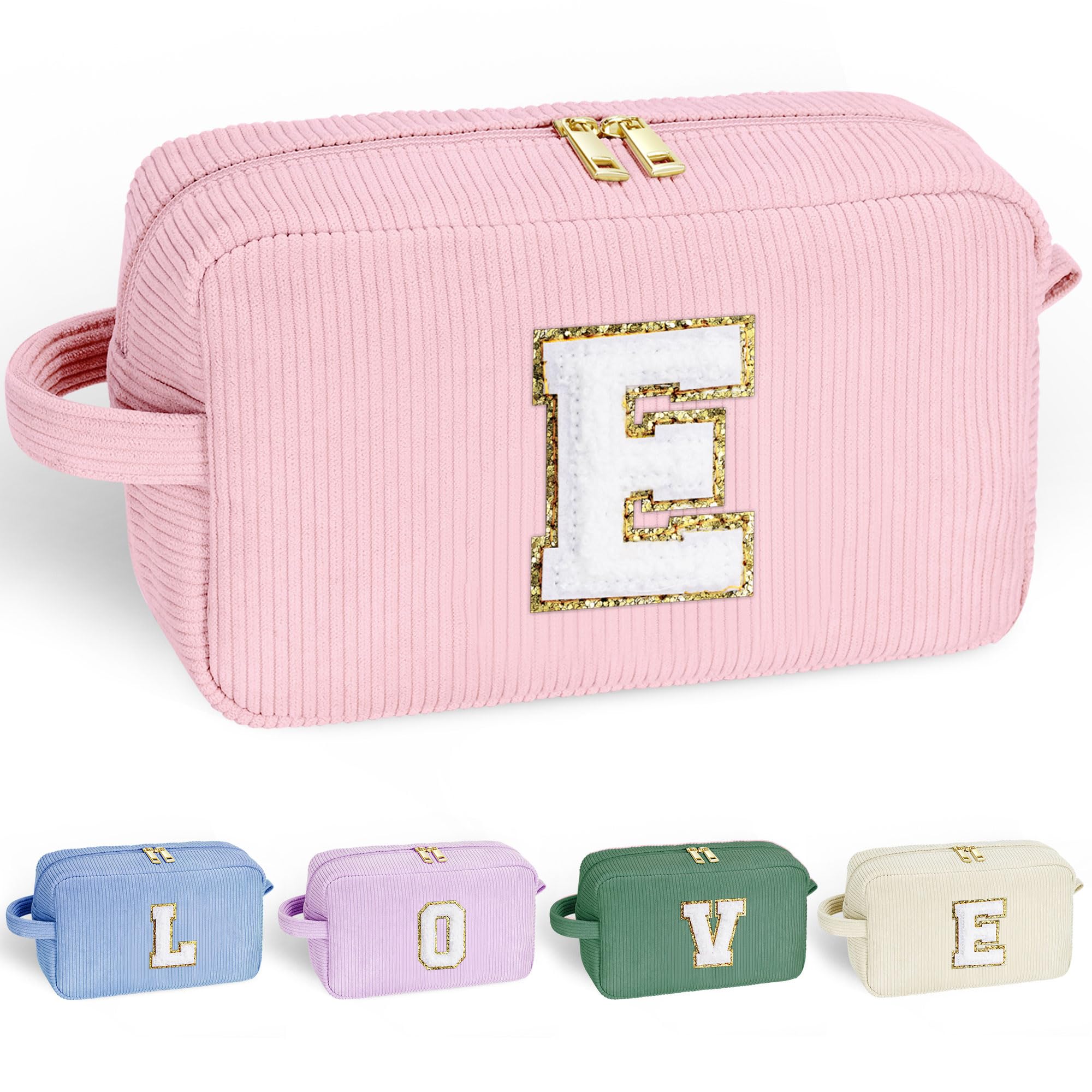 YOOLIFE Valentine's Day Gifts for Women - Personalized Letter Makeup Travel Bag & Toiletry Organizer for Girls, Teens, Daughter, Sister, Wife & Mom | Perfect Cosmetic Brush Pouch for Travel, Birthday & Special Occasions