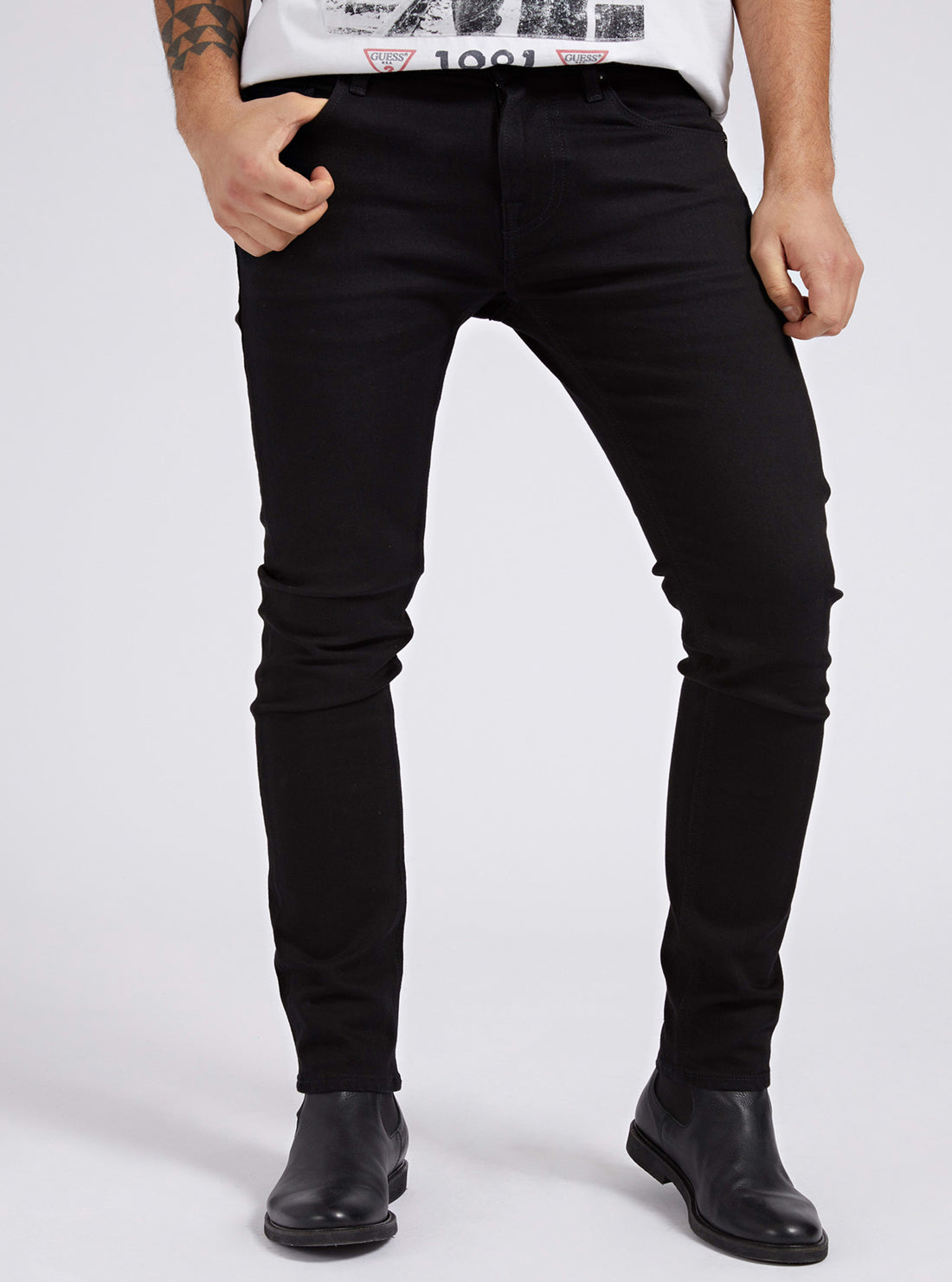 Chris Mid Rise Super Skinny Black Denim Jeans for Women - Stretchy Comfort Fit Pants for Casual Wear & Everyday Outfits