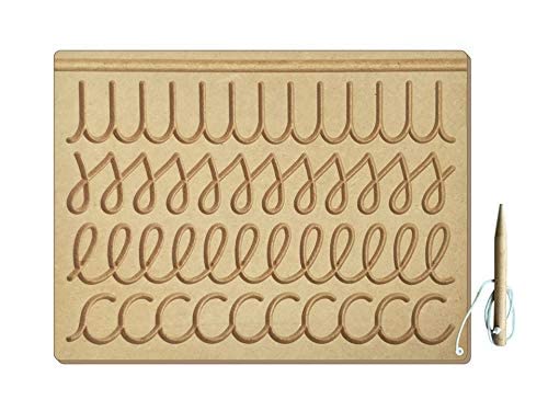 Revashree Kids Wooden Tracing Board - Prewriting Practice Slate with Pencil for Early Learning, Handwriting & Motor Skills Development - Cursive Pattern Educational Toy for Toddlers & Preschoolers - Perfect for Homeschooling & Montessori Classrooms (Set of 1)