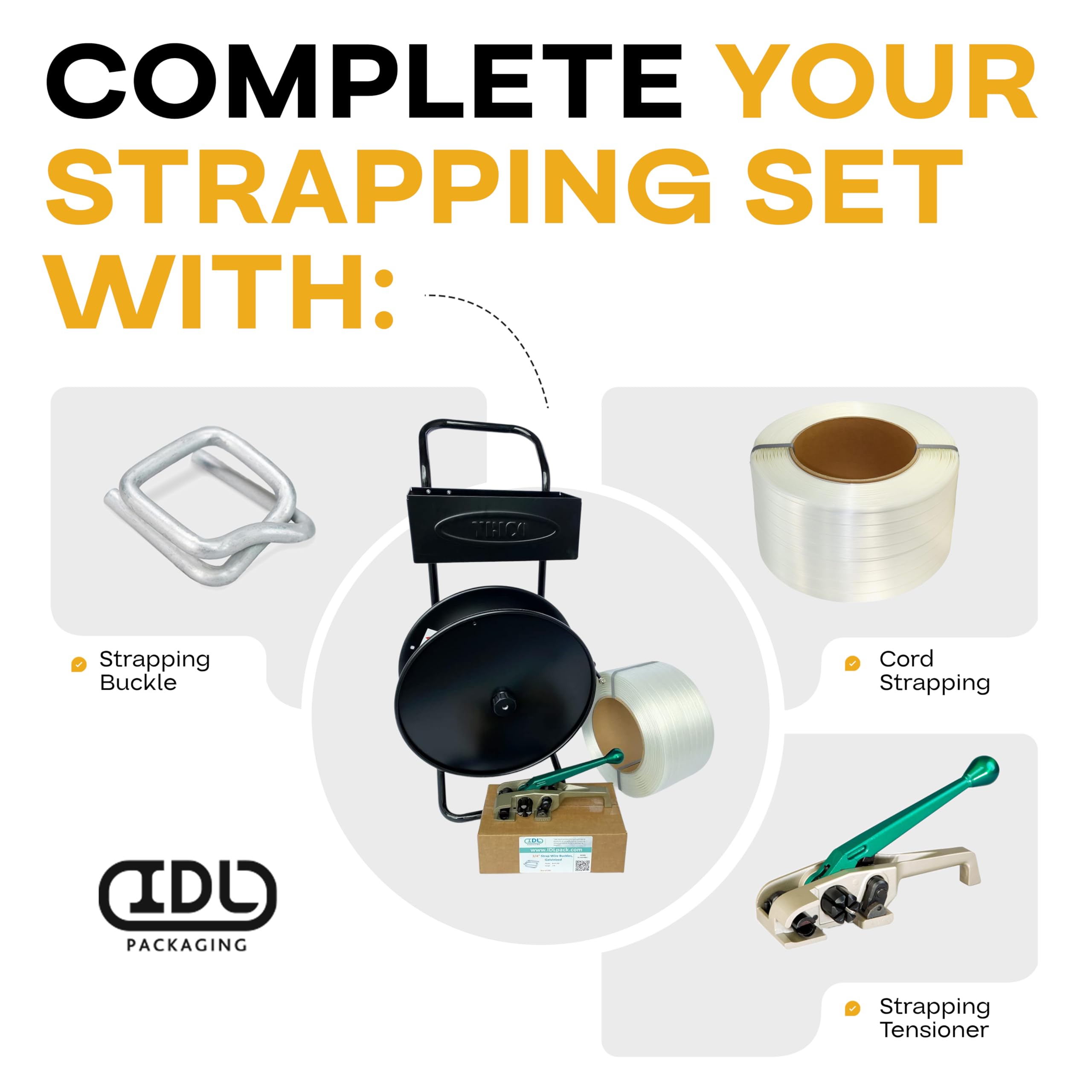 IDL Packaging CA-240HC Heavy-Duty Strapping Cart & Dispenser for 8