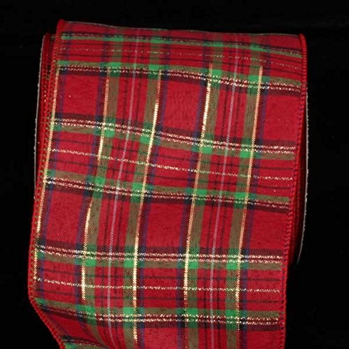 Metallic Multicolored Tartan Plaid Pattern Wired Craft Ribbon - 5 Inches x 40 Yards for Gift Wrapping, DIY Crafts, Scrapbooking & Holiday Decorations