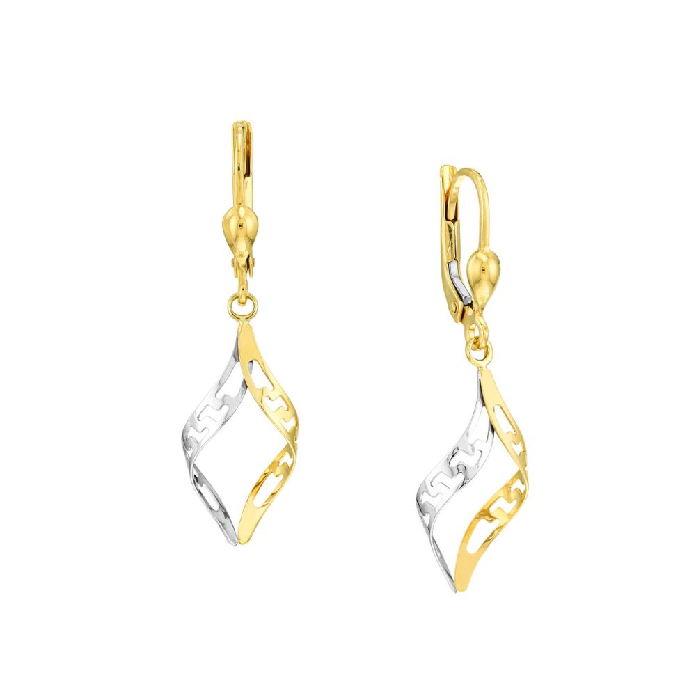 14K Two-Tone Marquise Twist Drop Earrings for Women - Elegant Gold and Silver Dangle Earrings for Parties, Weddings & Everyday Wear