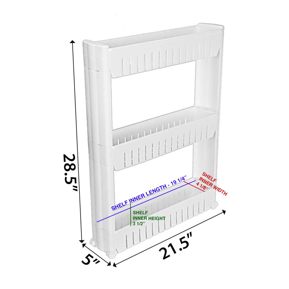 Narrow Sliding Storage Organizer Rack - Space Saving Cabinet Shelf Organizer for Kitchen, Bathroom, Pantry & Closet | Perfect for Spices, Cosmetics, Cans & Small Items