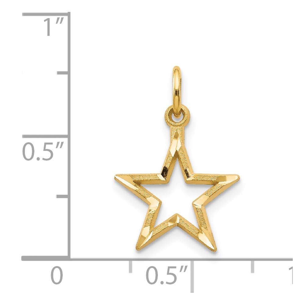 The Black Bow 14k Yellow Gold 13mm Diamond Cut Open Star Pendant - Elegant Jewelry for Everyday Wear & Special Occasions