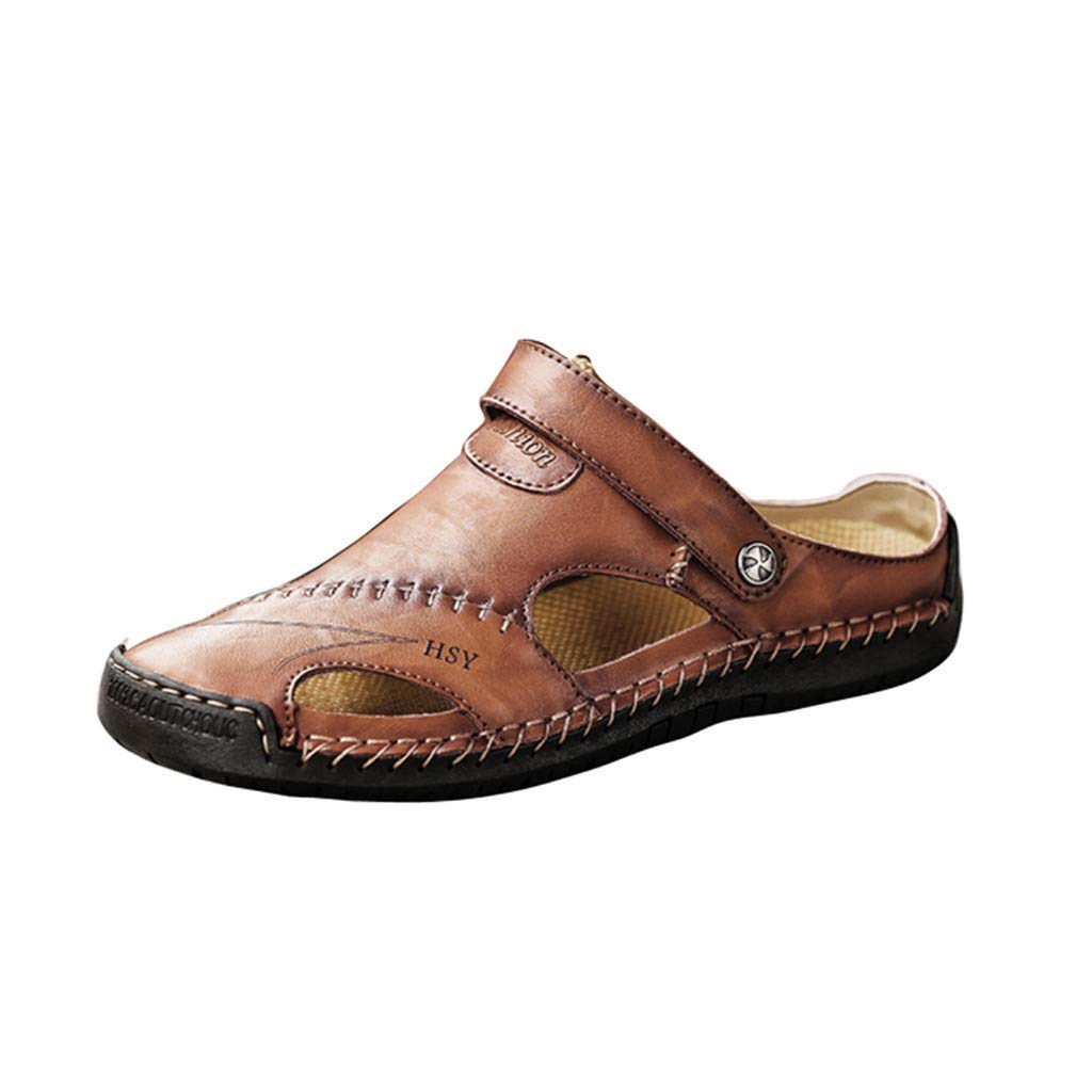 Breathable Leather Summer Sandals for Men - Comfortable Outdoor Casual Beach & Sports Sandals - Perfect for Walking, Travel, and Vacation