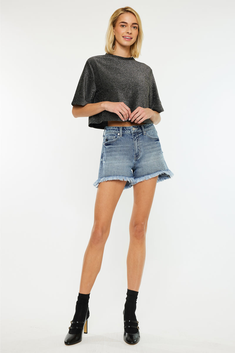 Elsie High Rise Mom Shorts - Women's Comfortable Stretchy Denim Shorts for Summer, Casual Wear & Outfits | Perfect for Beach, Vacation & Everyday Style