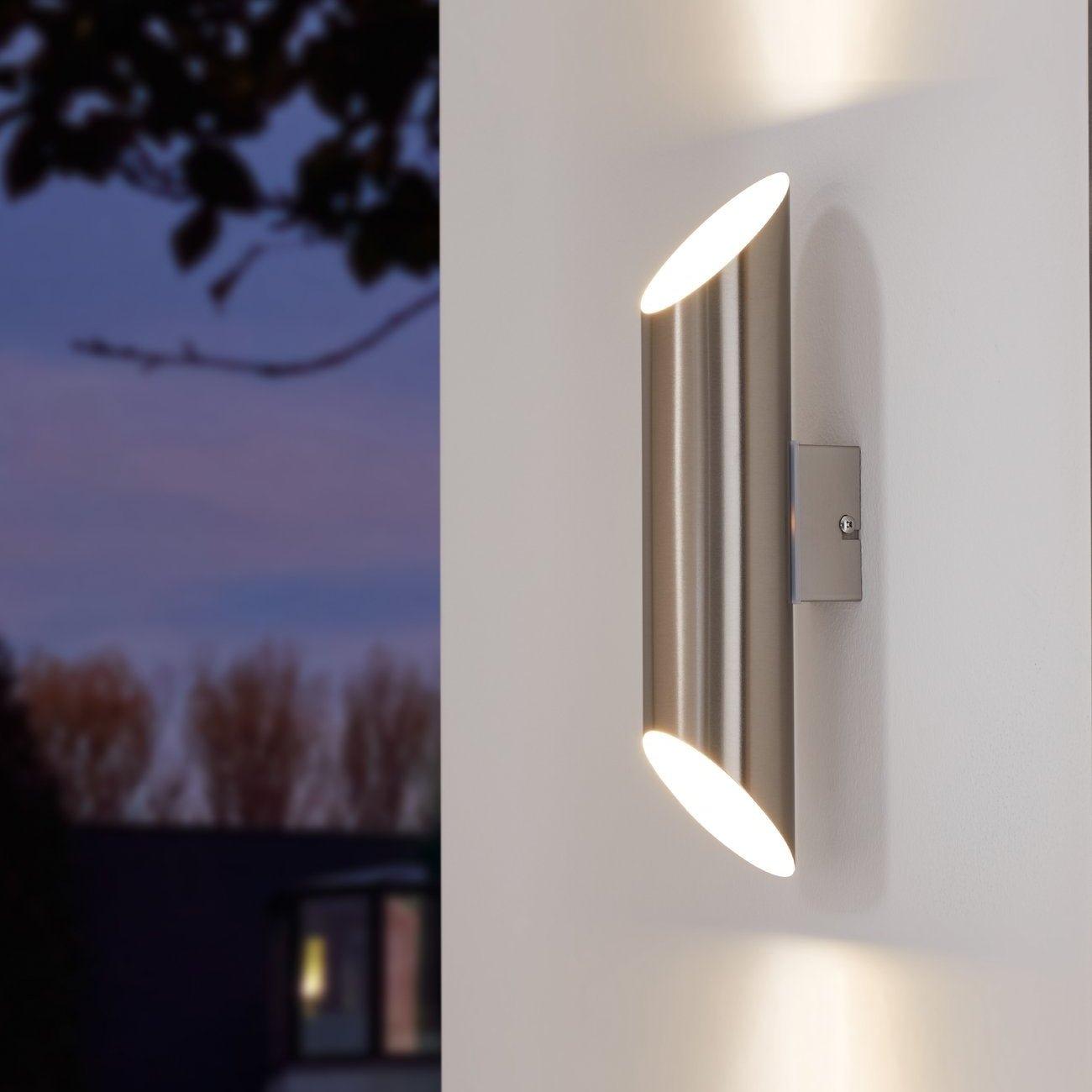Eglo Agolada Stainless Steel LED Outdoor Wall Light - Up & Down Lighting for Patio, Garden, and Porch | Weatherproof & Energy Efficient Exterior Light Fixture