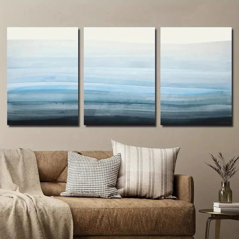 3-Piece Abstract Coastal Misty Landscape Wall Art Set - Framed Canvas 40x60cm (16x24in) - High Quality Print - 100% Australian Made - Ready to Hang - Perfect for Living Room, Bedroom & Office Decor