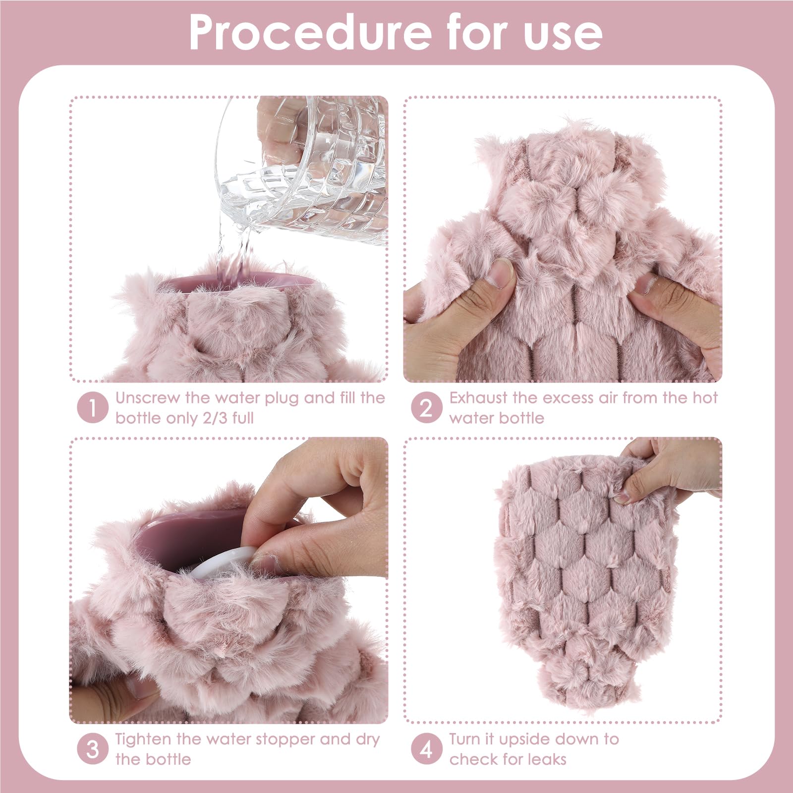 Premium 500ml Hot Water Bottle with Soft Faux Fur Cover - 2-in-1 Warm & Cold Therapy for Women & Seniors | Perfect for Winter Warmth, Period Pain Relief & Muscle Relaxation (Pink)