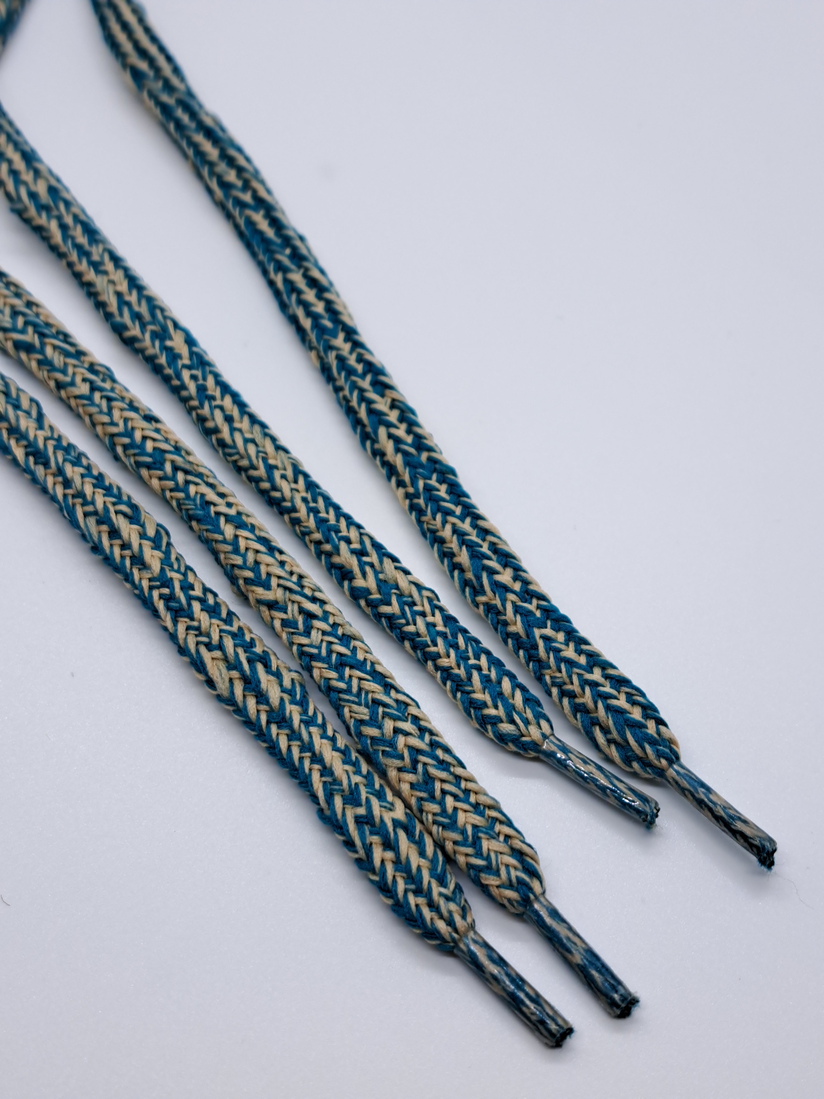 Hybrid Tweed Shoelaces - Teal and Tan Color Mix - Premium Cotton Laces for Sneakers, Boots & Dress Shoes - Perfect for Casual & Formal Wear