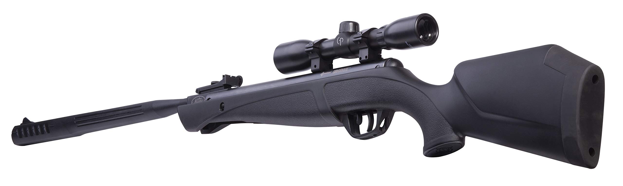 Crosman Shockwave NP QuietFire Air Rifle - .22 Caliber Break Barrel Pellet Gun with Noise Dampening Technology for Hunting & Target Shooting