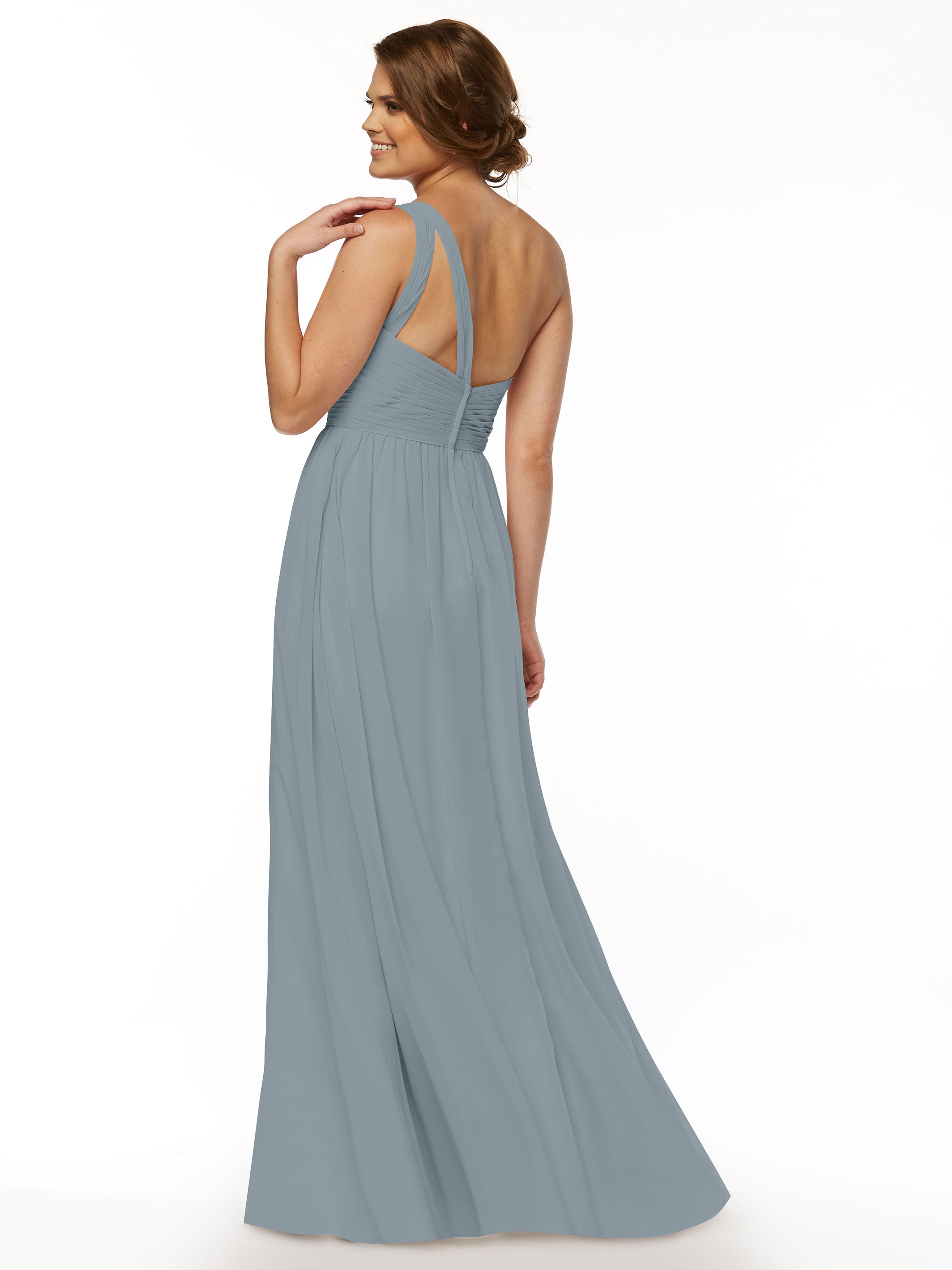 Elegant One Shoulder A-Line Chiffon Bridesmaid Dress with Ruching - Perfect for Weddings, Formal Events & Special Occasions
