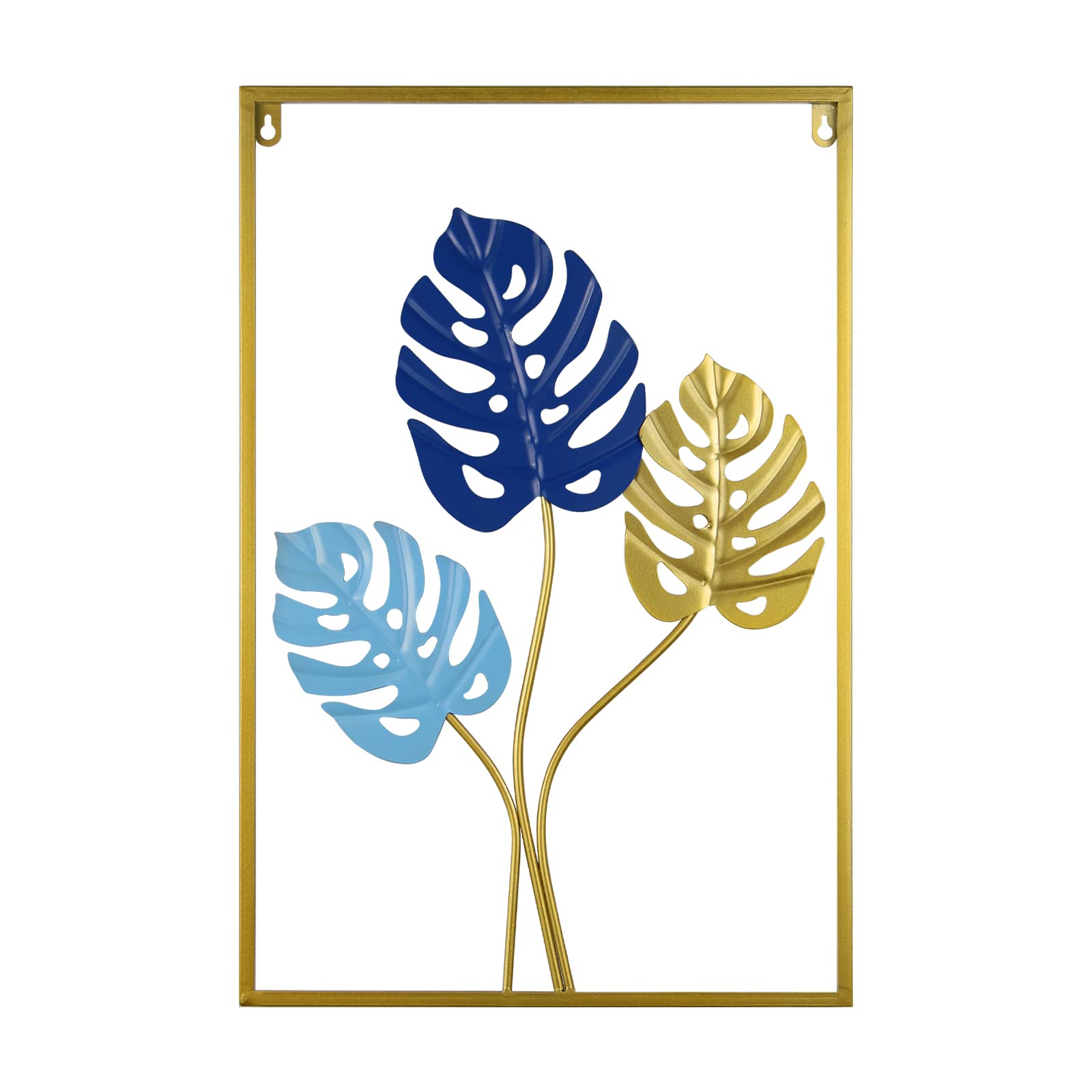 SVVIEOK Gold Monstera Leaf Metal Wall Art - Framed Sculpture Hanging Decor for Dining Room, Living Room, Office & Home - Tropical Botanical Decor for Modern Interior Design