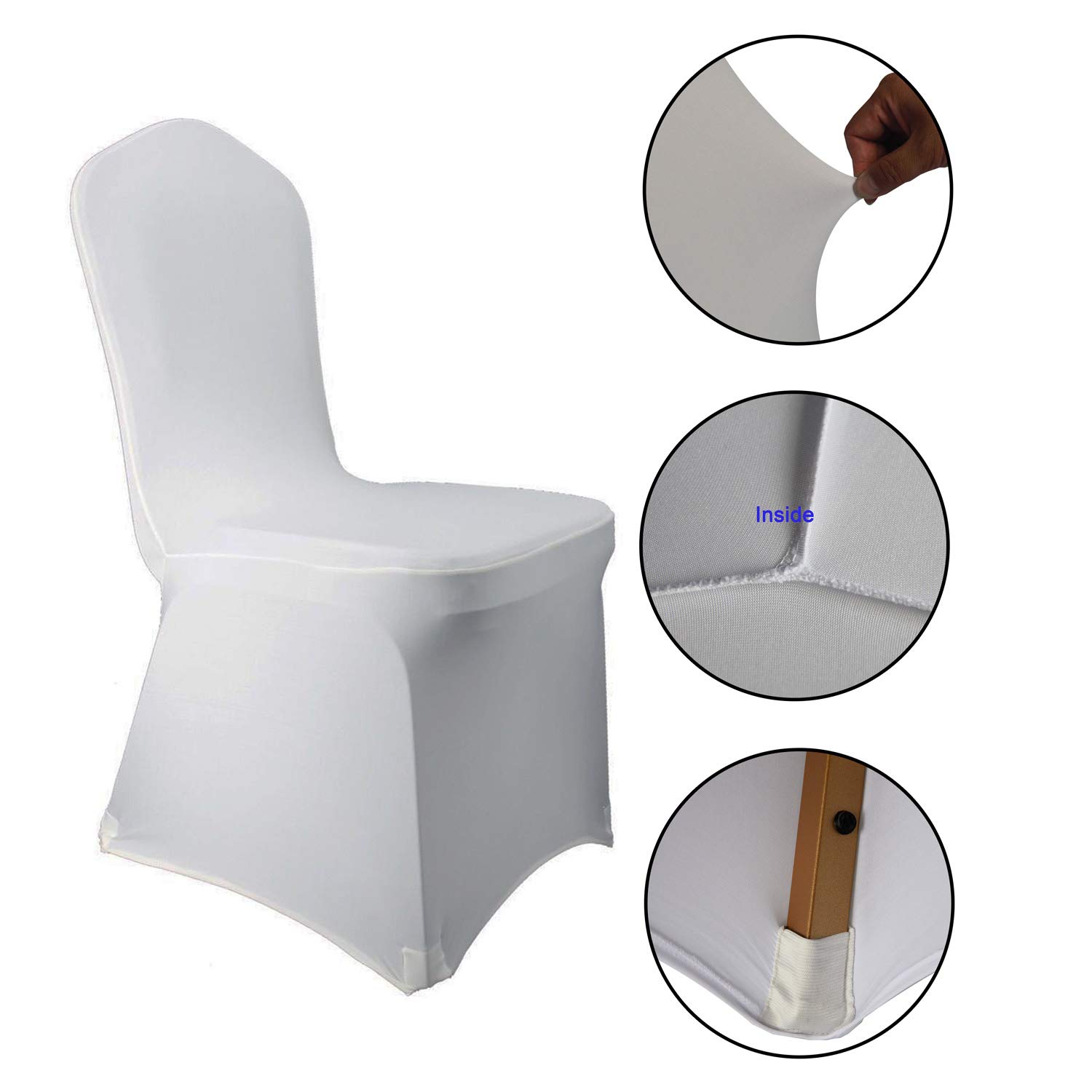 WELMATCH 100-Pack White Stretch Spandex Chair Covers - Universal Elastic Dining Chairs Slipcovers for Weddings, Banquets, Parties & Events - Scuba Fabric Decorative Covers (White, 100 Count) | Perfect for Home Decor, Restaurant Setup, and Special Occasions