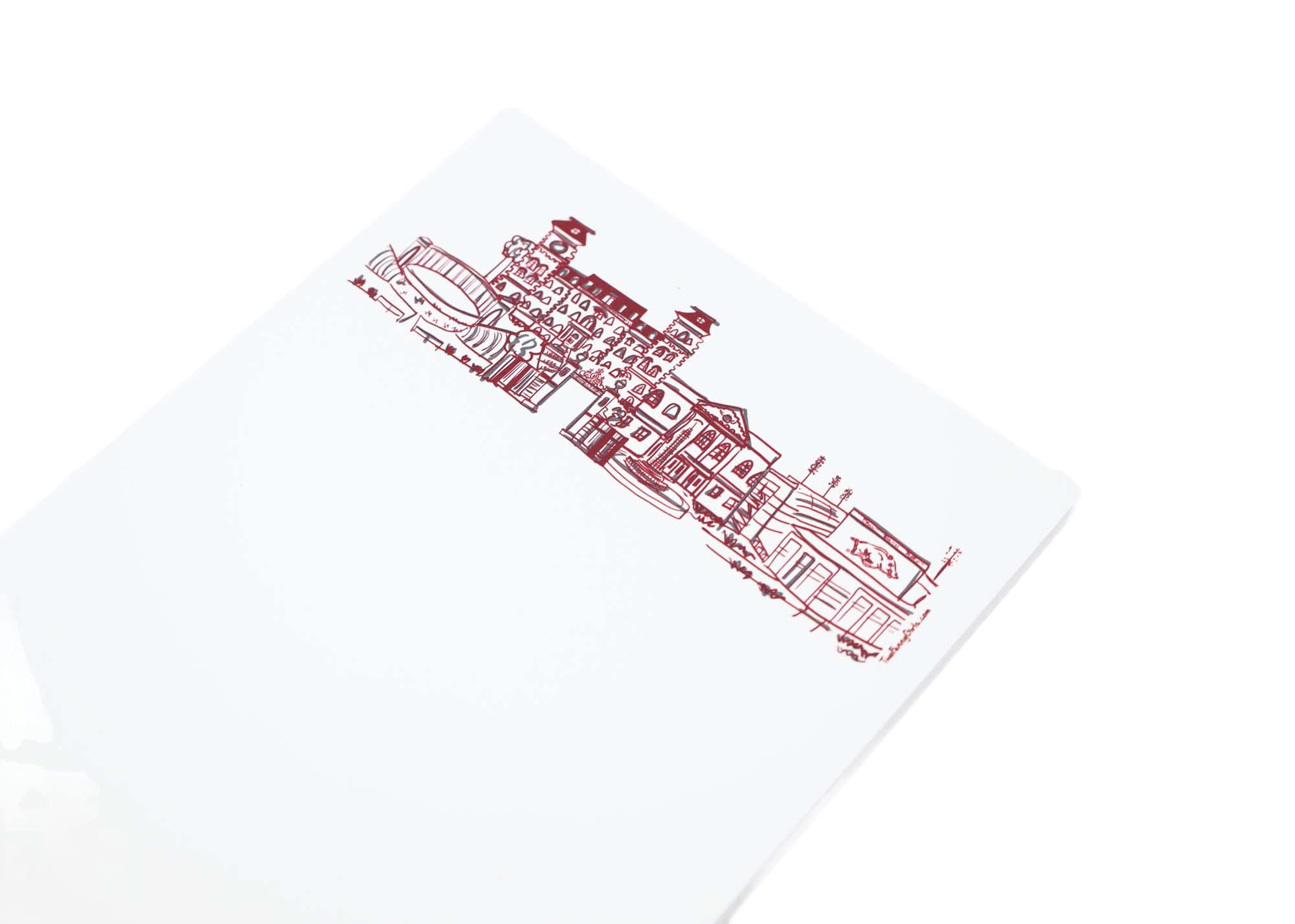 University of Arkansas Campus Skyline Notepad 5.5” x 8.5” - 50 Sheet Writing Pad - Fayetteville College Stationery for Notes, Journaling & Office Use