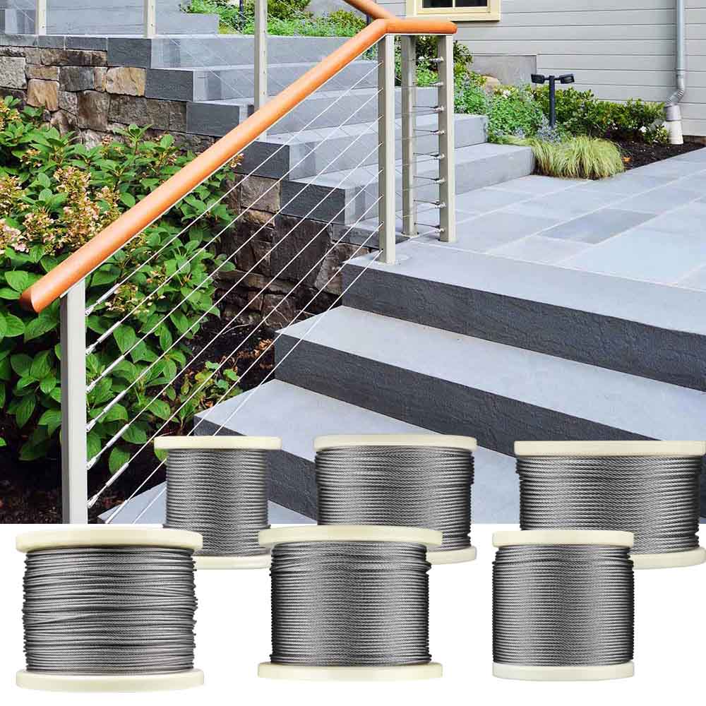 TheLAShop Marine Grade T316 Stainless Steel Cable Rail Reel - 7x7 Strand 1/8 Inch Diameter - Perfect for Boat Deck Railings, Fencing & DIY Projects