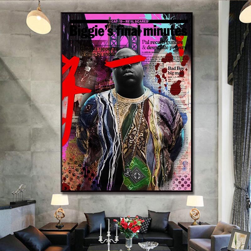 Biggie Smalls Poster Canvas Wall Art - Famous Rapper Notorious B.I.G. Home Decor for Living Room, Bedroom & Office - Hip Hop Music Fan Gift