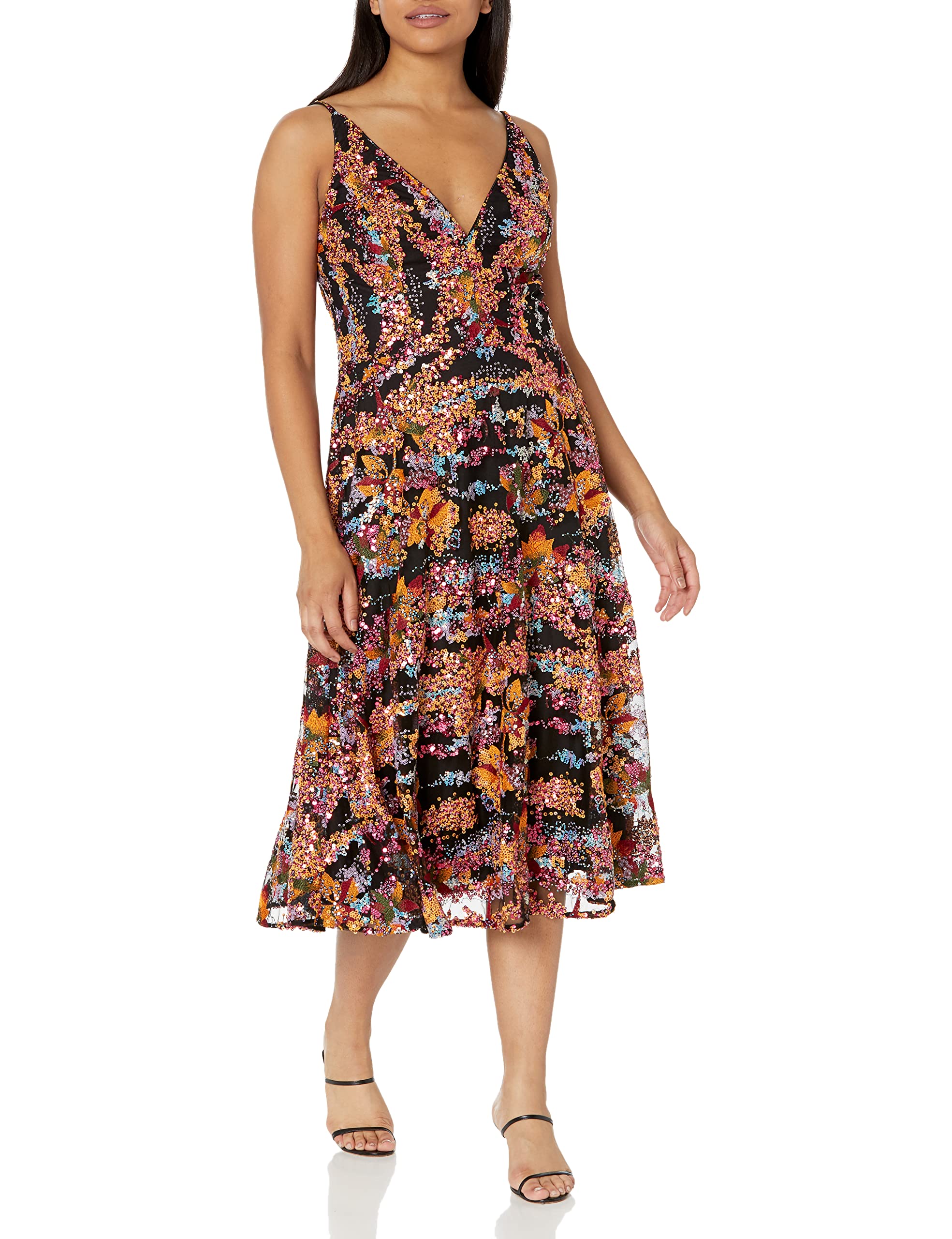 Dress the Population Women's Fit Flare Dress - Elegant A-Line Silhouette for Weddings & Special Occasions