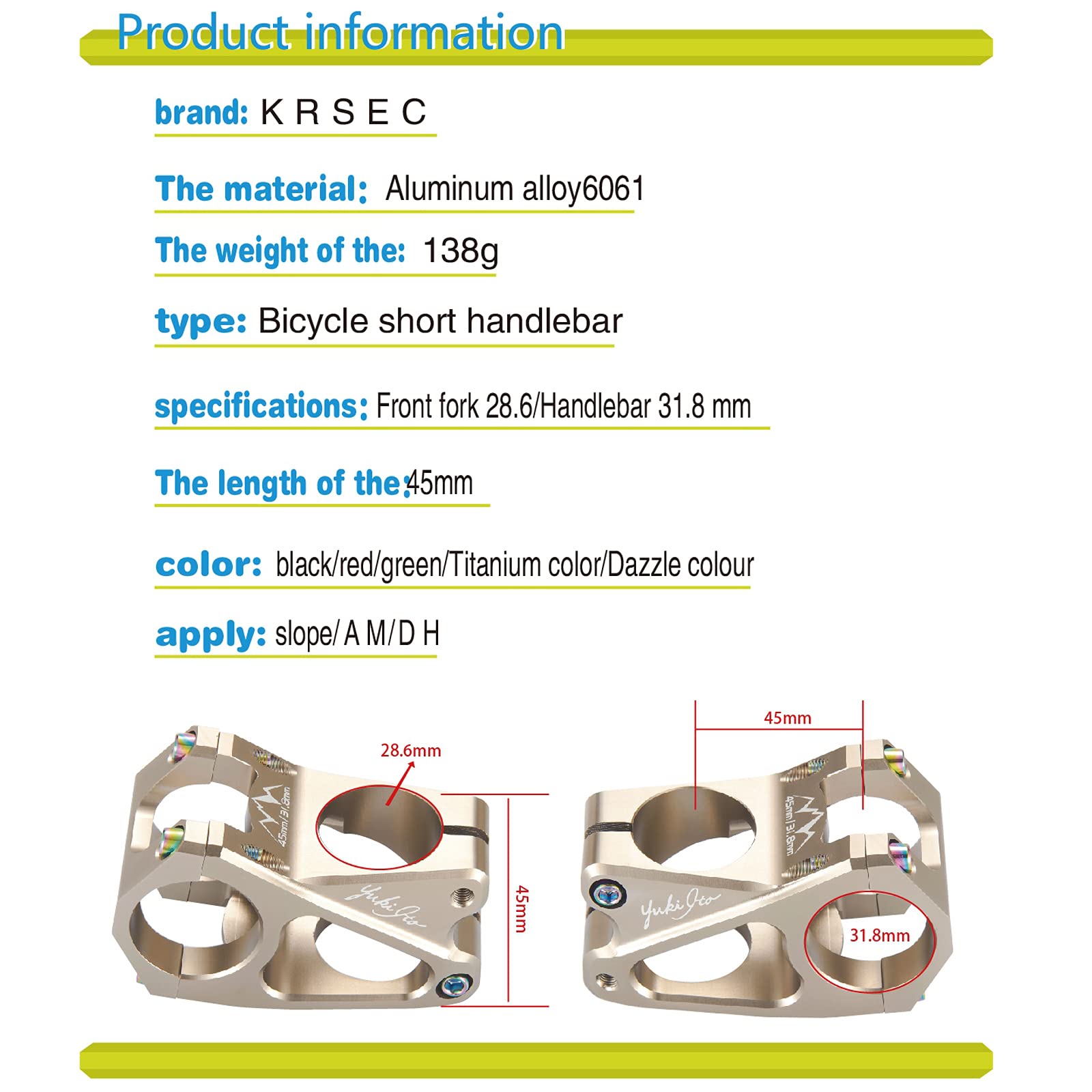 45mm Aluminum Alloy CNC Mountain Bike Stem - 31.8mm Short Handlebar Riser for Road Bikes, MTB, BMX & Fixie Gear | Ultra-Light Cycling Accessory for Trail Riding & Urban Commuting