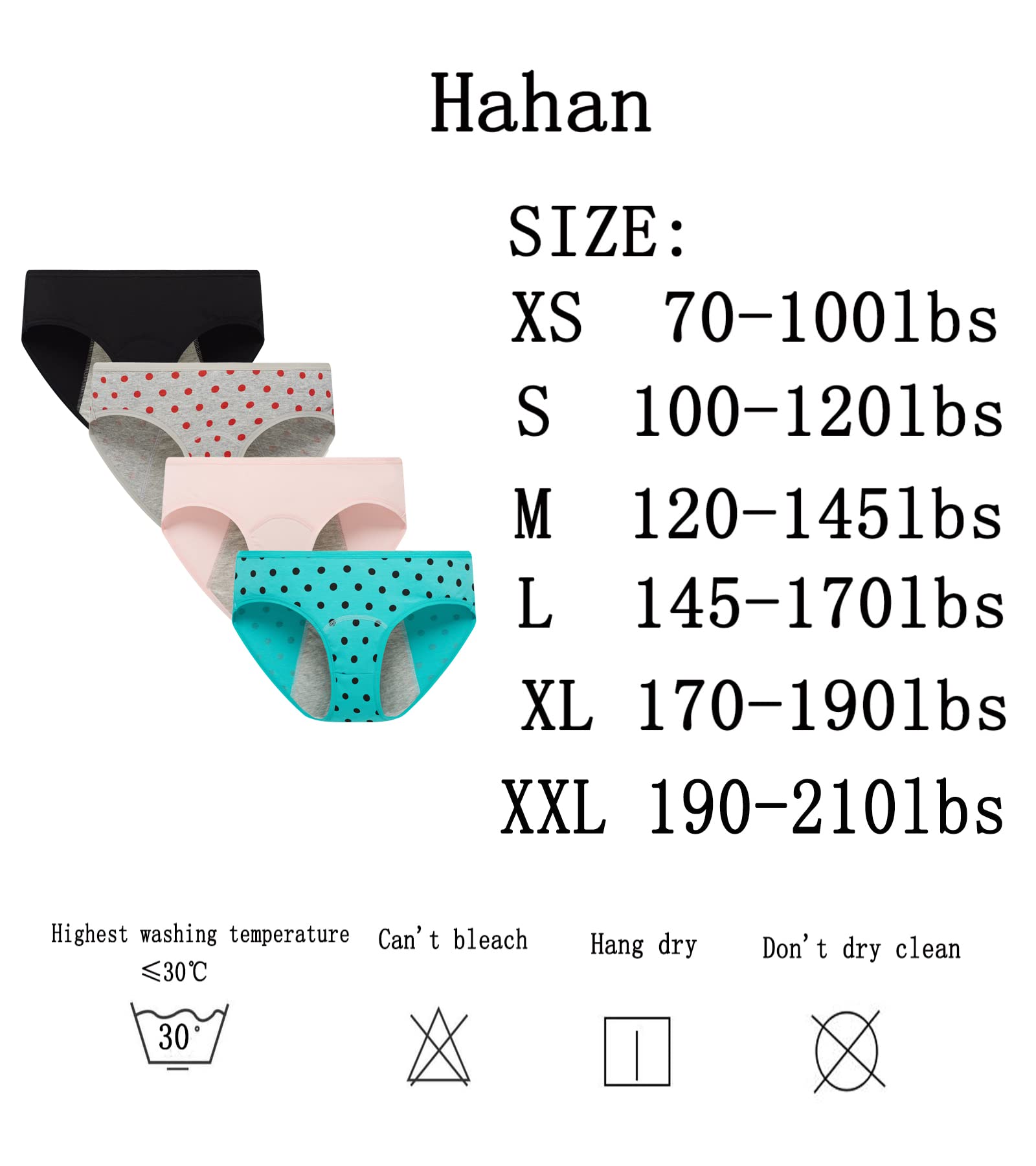 Hahan Teens Girls Period Underwear - Cotton Leak Proof Panties for Women & Teens - Comfortable Briefs for School, Sports & Overnight Protection