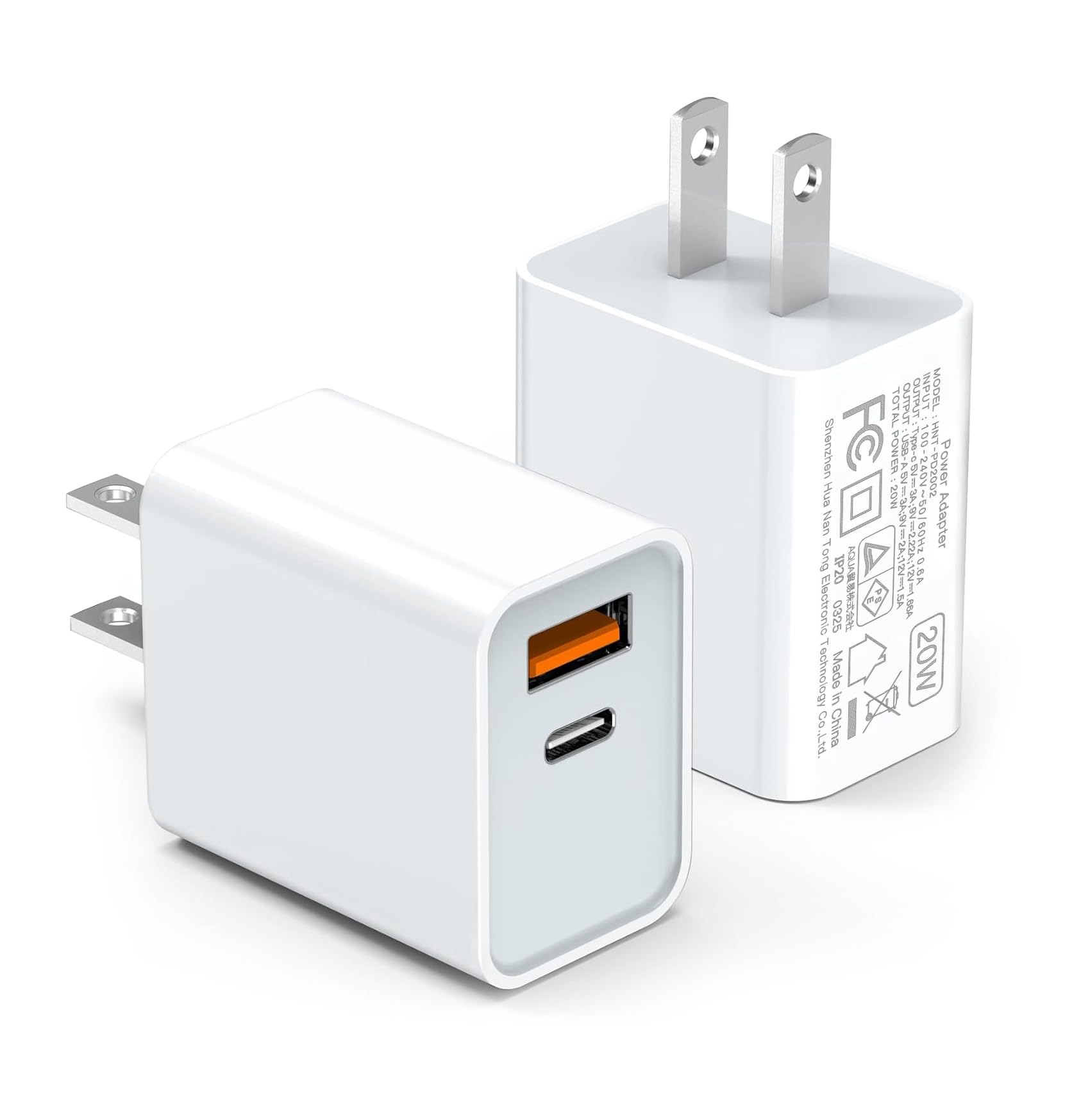 LCGENS 20W USB C Wall Charger Block, 2-Pack Dual Port PD Fast Charging Adapter - Compatible with iPhone 11/12/13/14/15/16/Pro Max, XS/XR/X, iPad Pro, Samsung Galaxy - Perfect for Home, Office & Travel Charging Needs