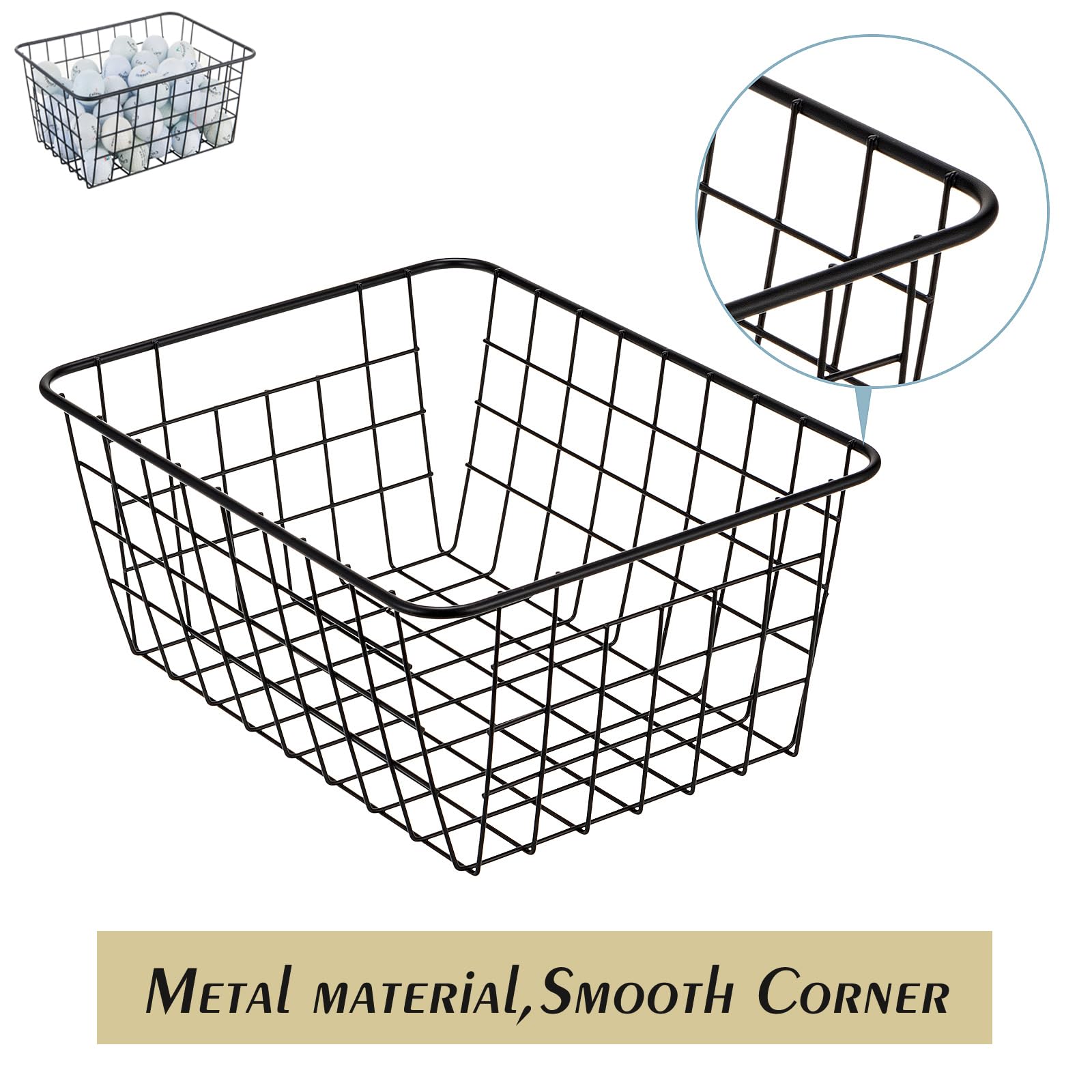 5-Pack Black Wire Storage Baskets - Stackable Kitchen & Pantry Organizer, Laundry Basket for Bathroom, Bedroom & Countertop Organization - Perfect for Home, Office & Closet Storage Solutions