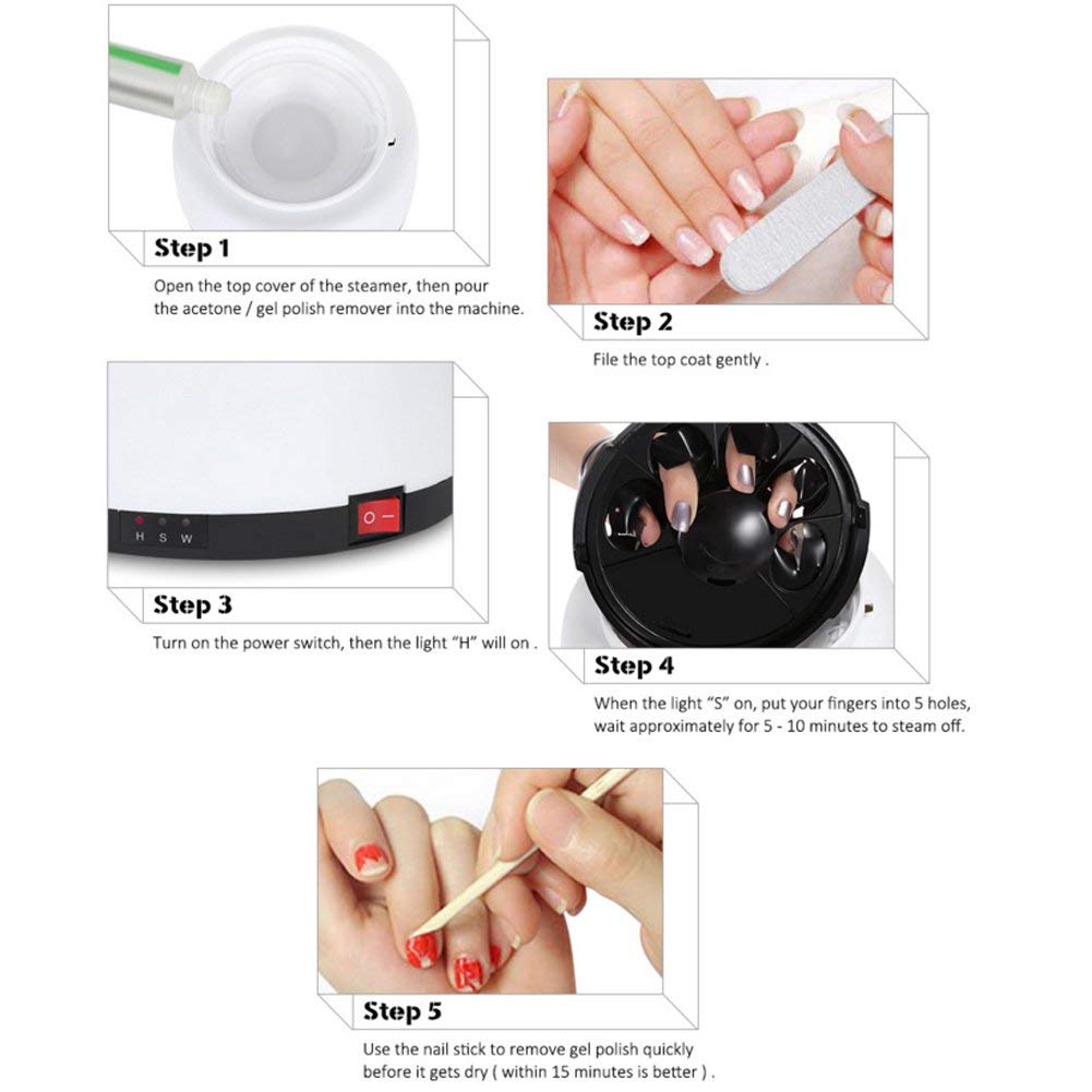 36W Electric Steam Nail Gel Remover Machine - Professional UV Polish Nail Steamer for Home & Salon Use | Perfect for Nail Art, Manicures & Pedicures