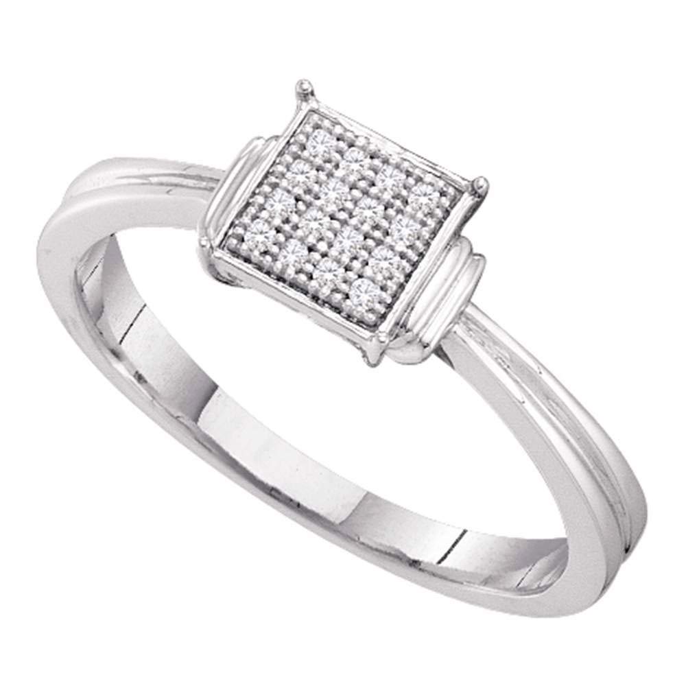 1/20 Cttw Sterling Silver Women's Round Diamond Cluster Ring – Elegant & Simple Square Design for Everyday Wear, Anniversary & Gift Occasions