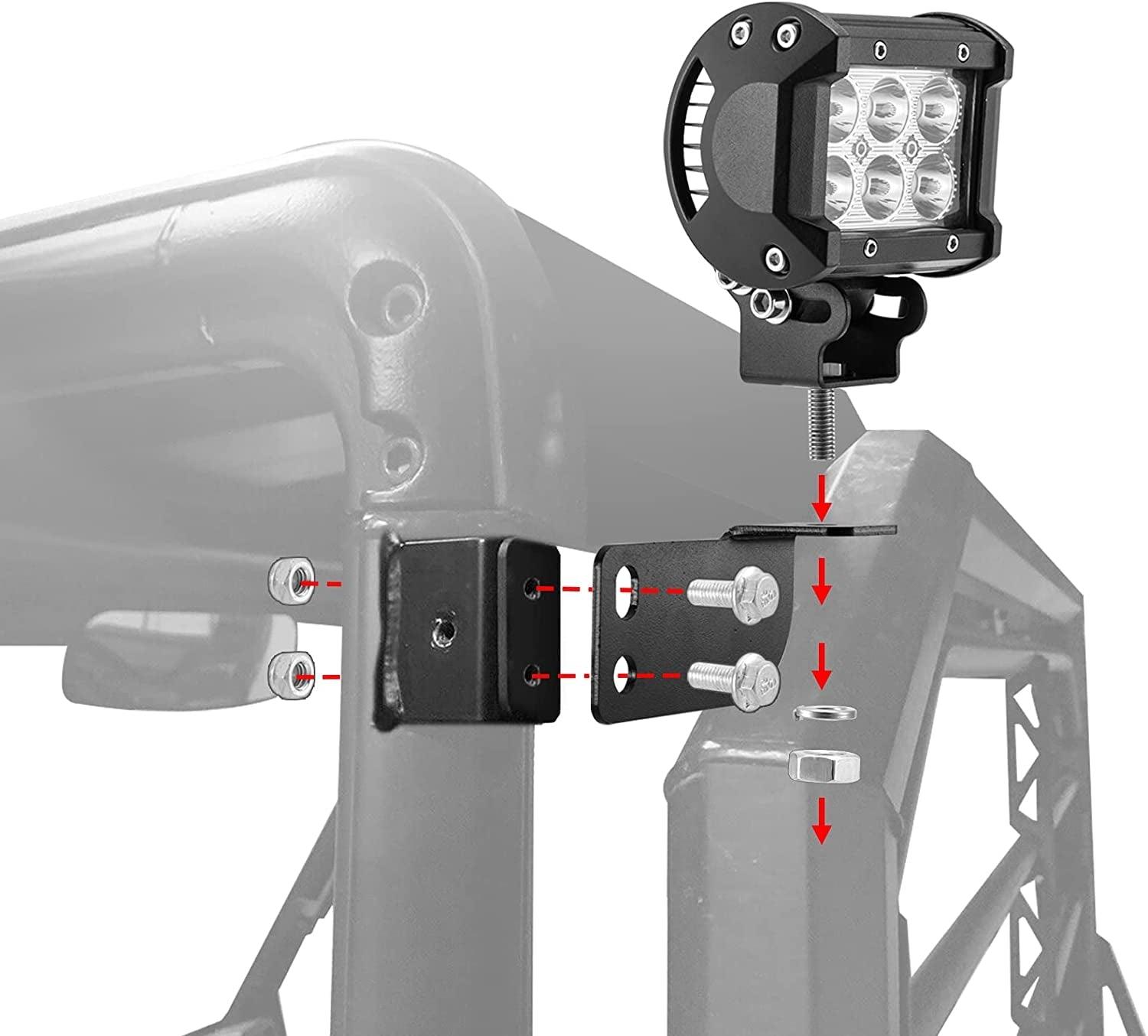 3 Inch LED Pod Lights - Spot/Flood Beam & Rear Roof Reversing Light with Brackets for 2013-2021 Polaris Ranger 570/800/900/900XP/1000/1000XP - Perfect for Off-Roading, Hunting & Night Driving