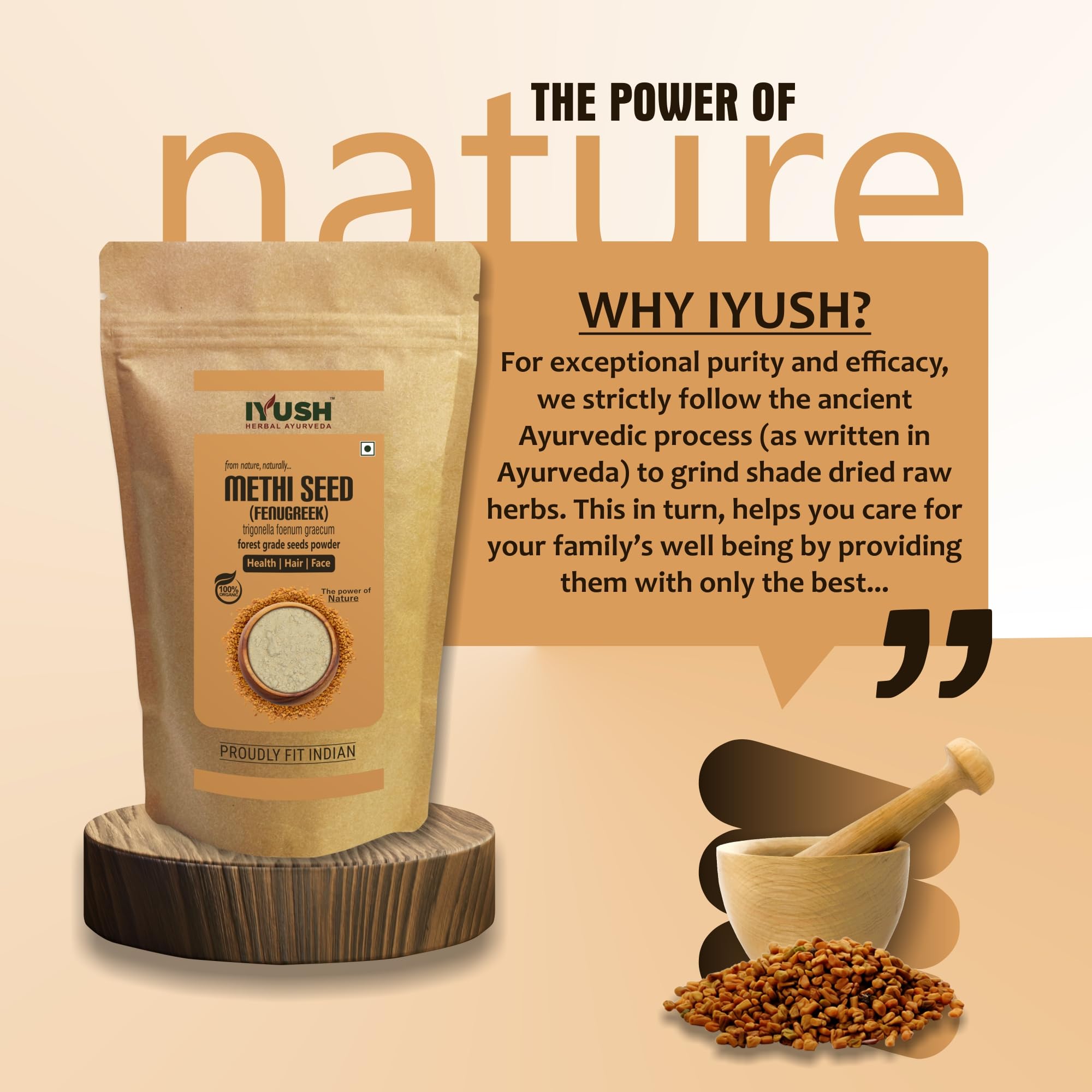 IYUSH Herbal Ayurveda Fenugreek Powder (Methi Powder) 900gm - Natural Hair Growth, Diabetes Control & Cooking Ingredient | Methi Dana Powder for Healthy Hair, Skin & Digestion | Perfect for Smoothies, Tea & Ayurvedic Remedies