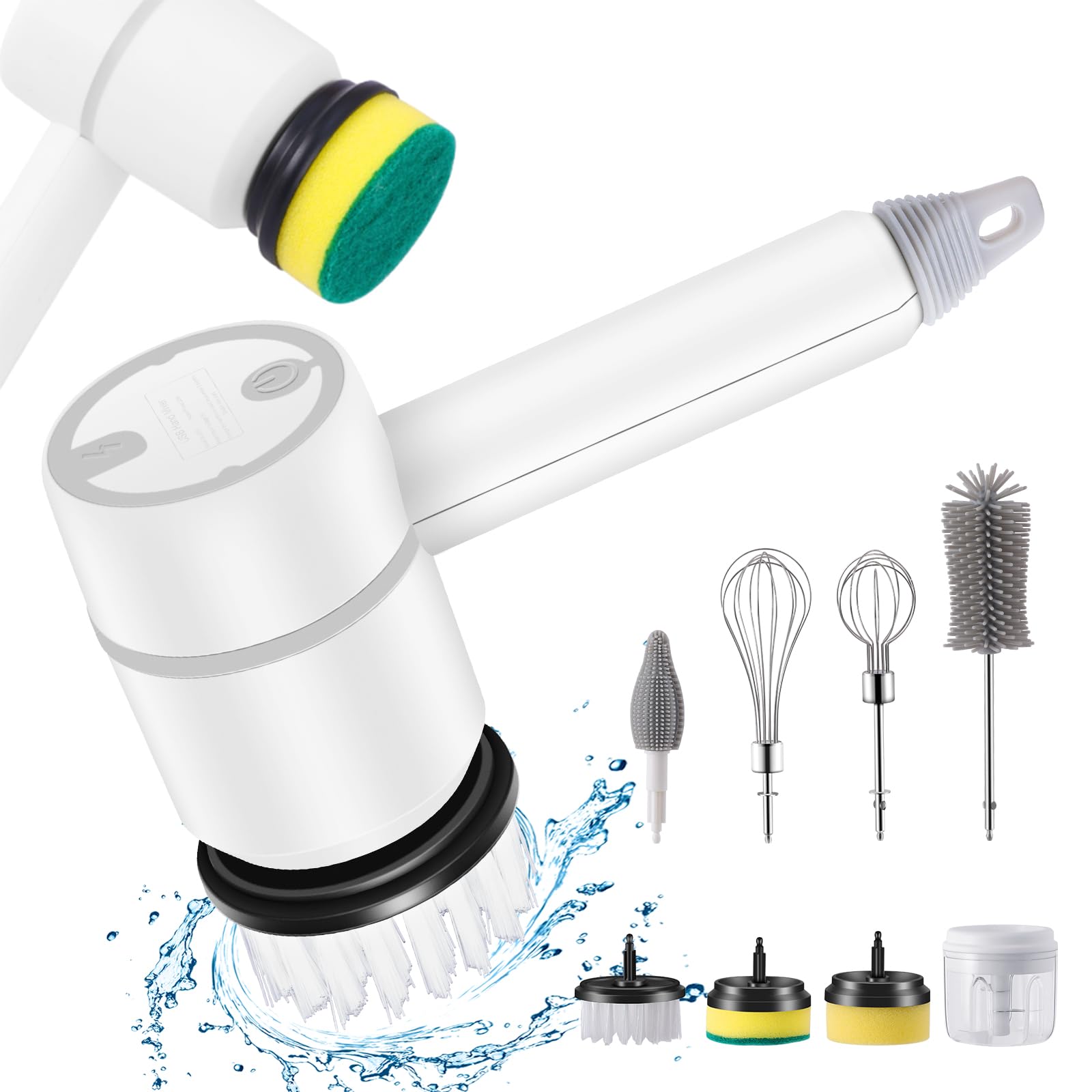 Cordless Electric Spin Scrubber - 8 Heads, 3 Speeds for Kitchen & Bath Cleaning