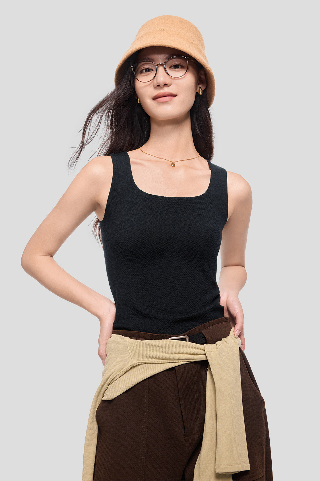 ShapeCore Women's Square Neck Thermal Vest - Cozy Fleece Lined Winter Layering Piece for Outdoor Activities and Casual Wear