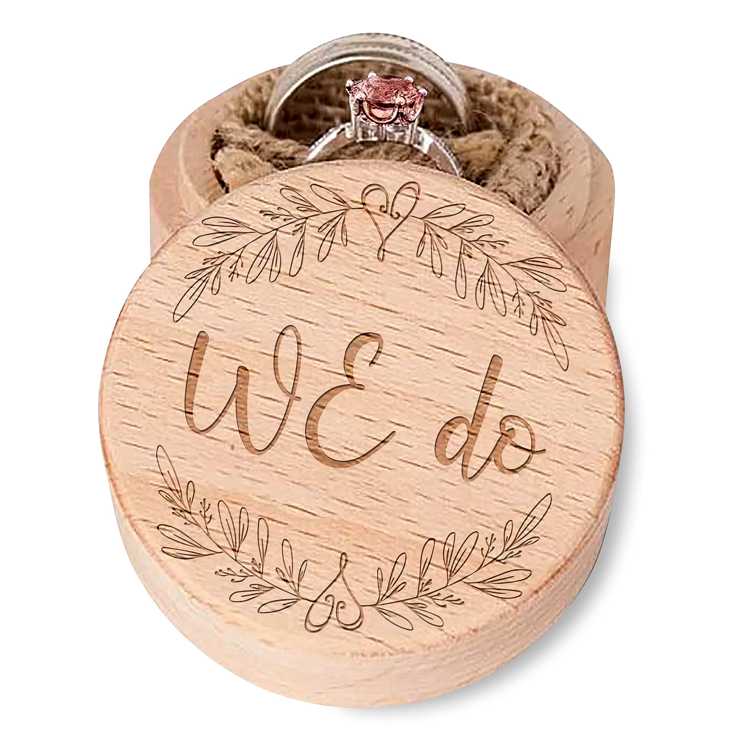 Vintage Wood Ring Box - Engraved Jewelry Storage for Wedding, Anniversary & Valentines Day Gifts - Perfect for Proposals & Special Occasions