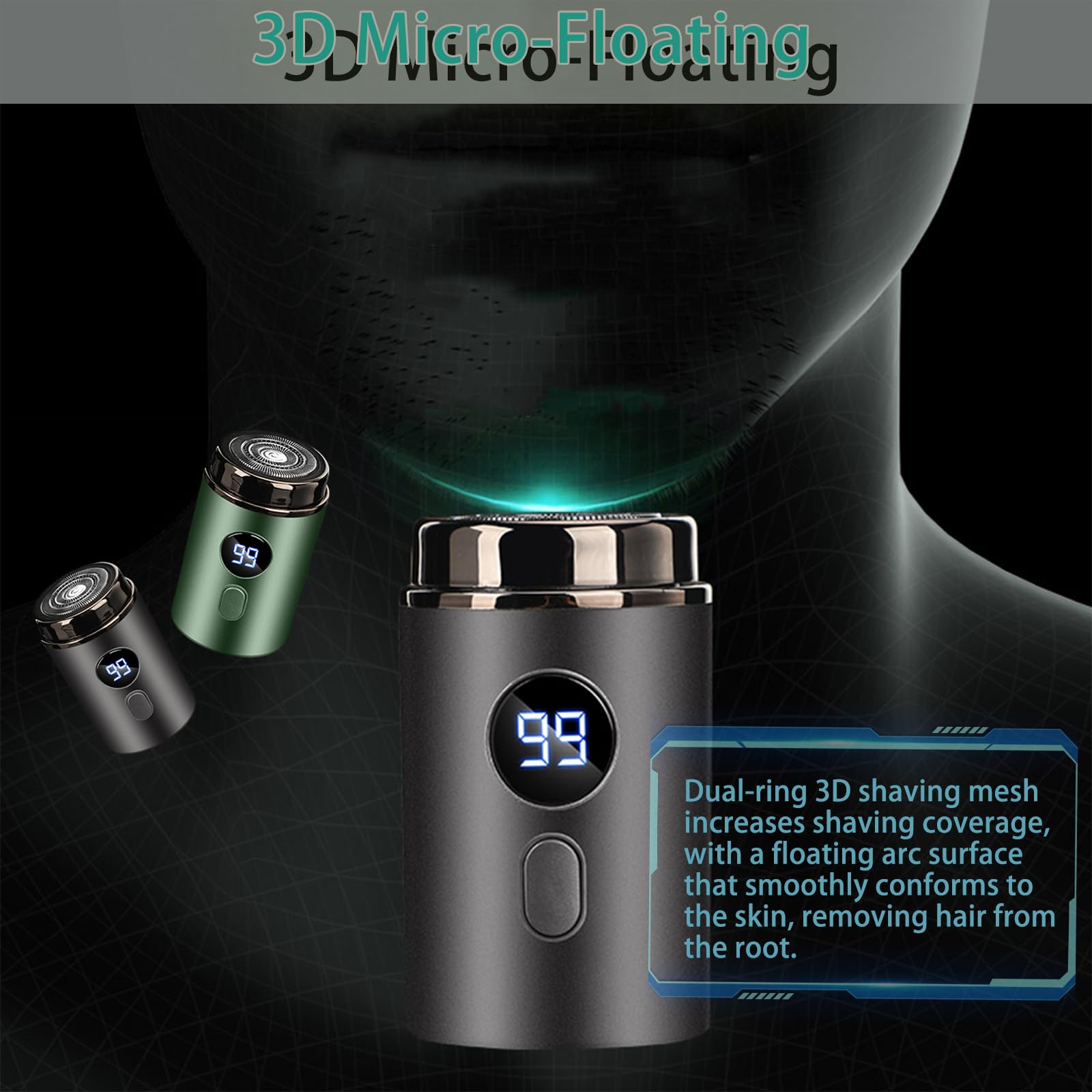 Timeatea Mini USB Rechargeable Electric Shaver - Waterproof Portable Shaver for Men & Women, Dark Gray - Perfect for Travel, Gym & Quick Grooming at Home or Office