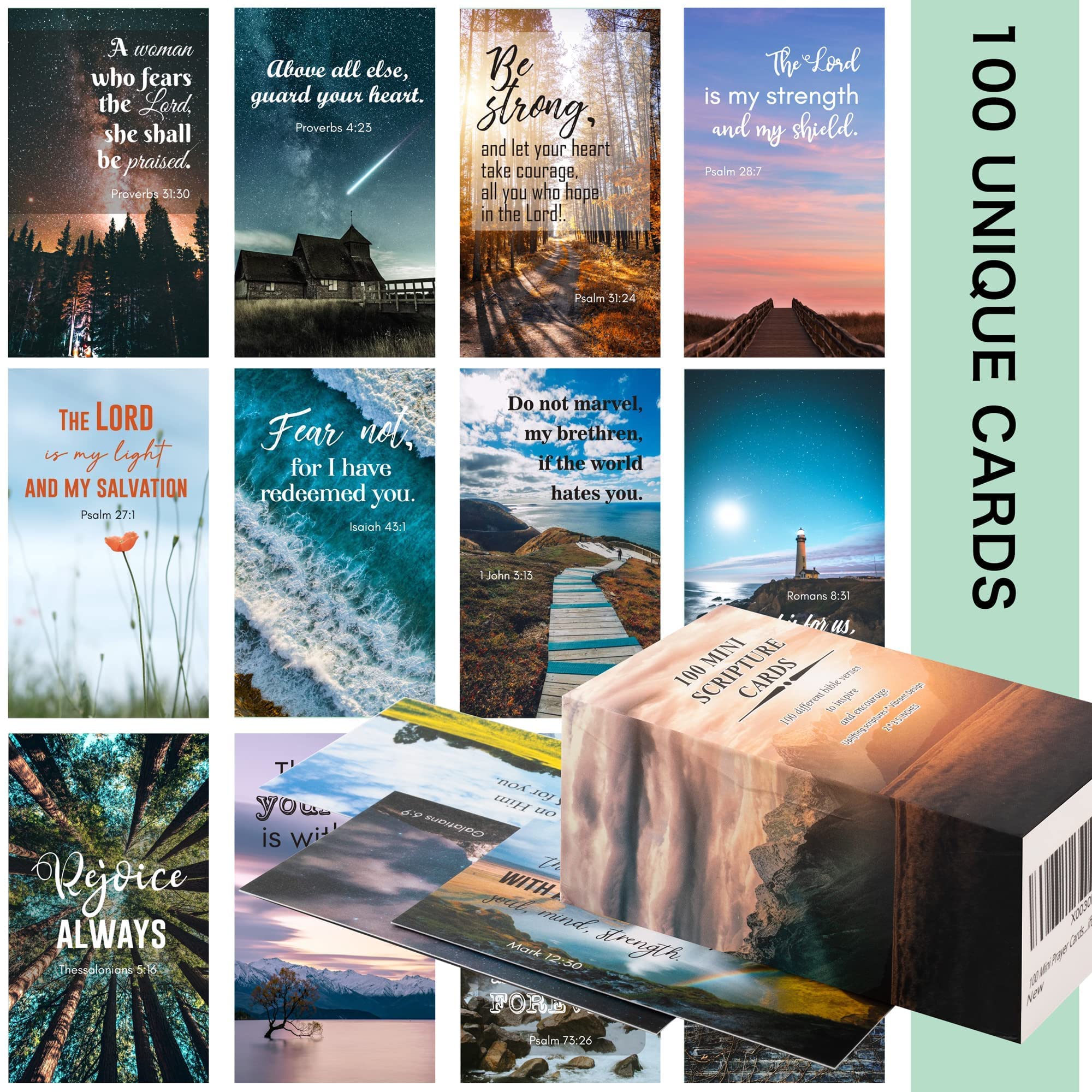 BRYTEFY 200 Bible Verse Prayer Cards - Inspirational Christian Gifts for Women & Men | Bible Study & Daily Devotion