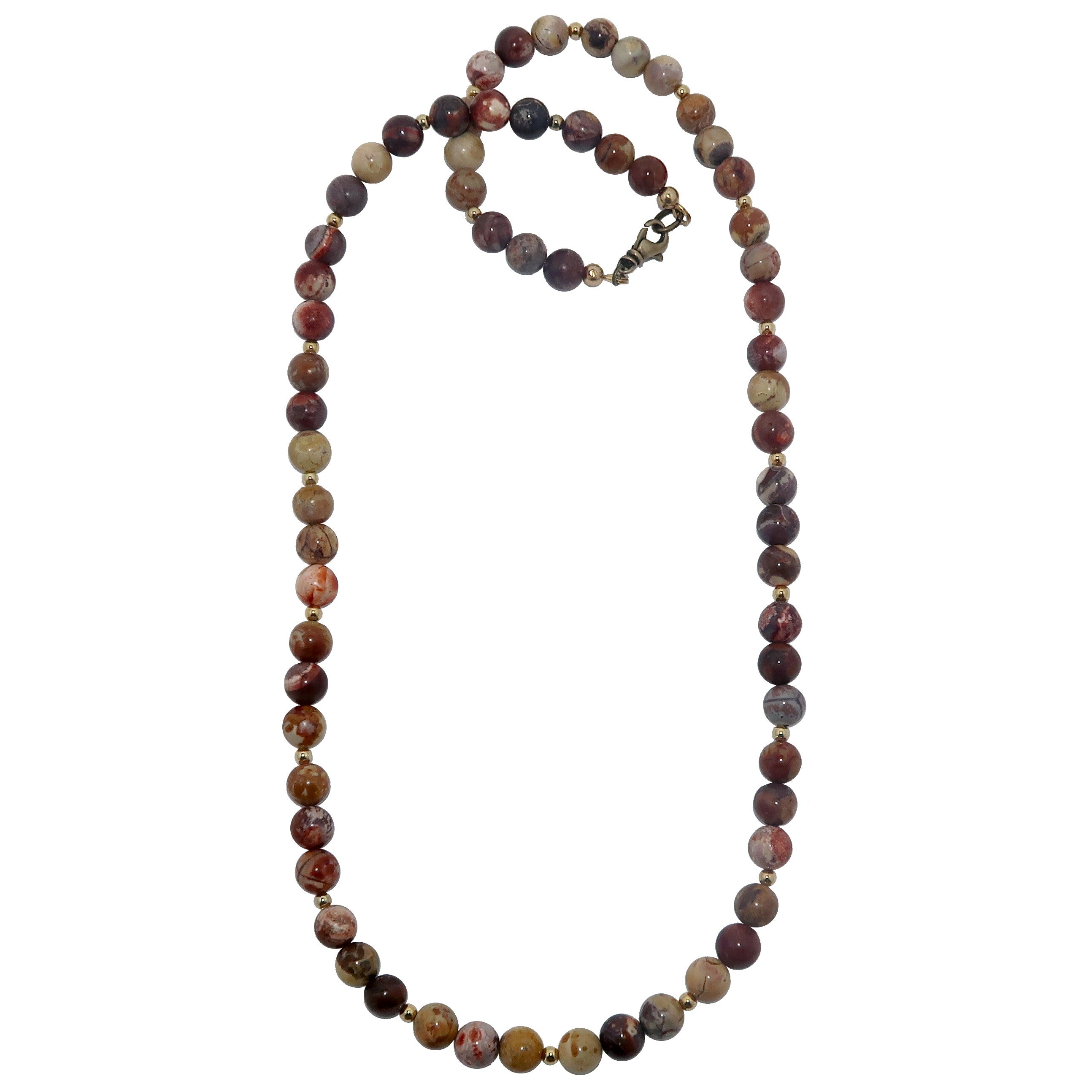 Inspirational Rhyolite Necklace with Red Bird's Eye Stone - Perfect for Meditation, Yoga & Spiritual Healing Jewelry