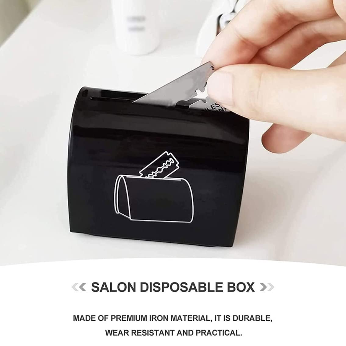 Razor Blade Disposal Case - Safe Sharps Storage Container for Used Safety Razor Blades | Black | Ideal for Home, Salon & Travel Use