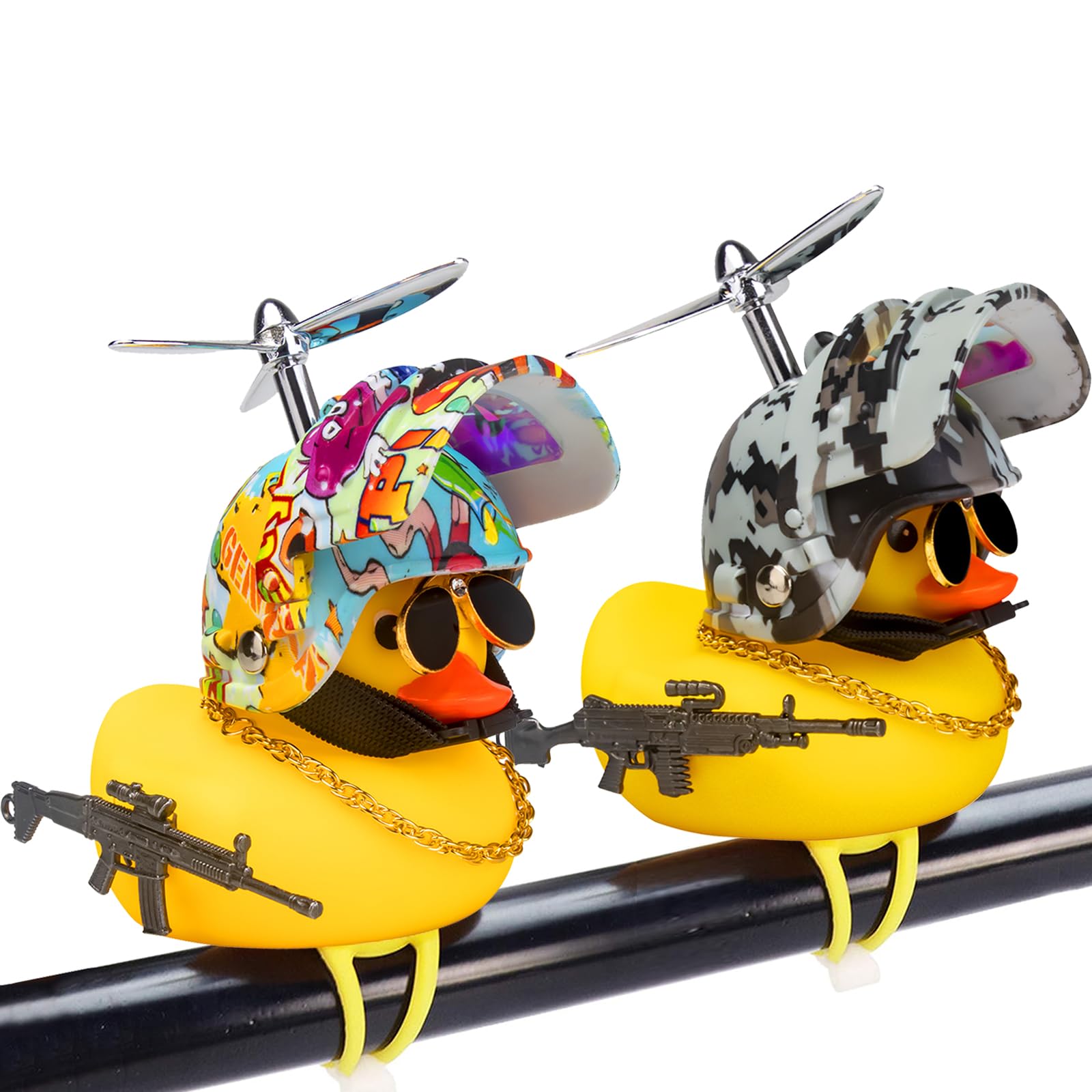 2Pcs Rubber Duck Car Ornaments - Squeeze Duck Dashboard Decor for Cars, Motorcycles & Bicycles | Fun Dashboard Accessories for Road Trips, Commuting and Cycling Adventures
