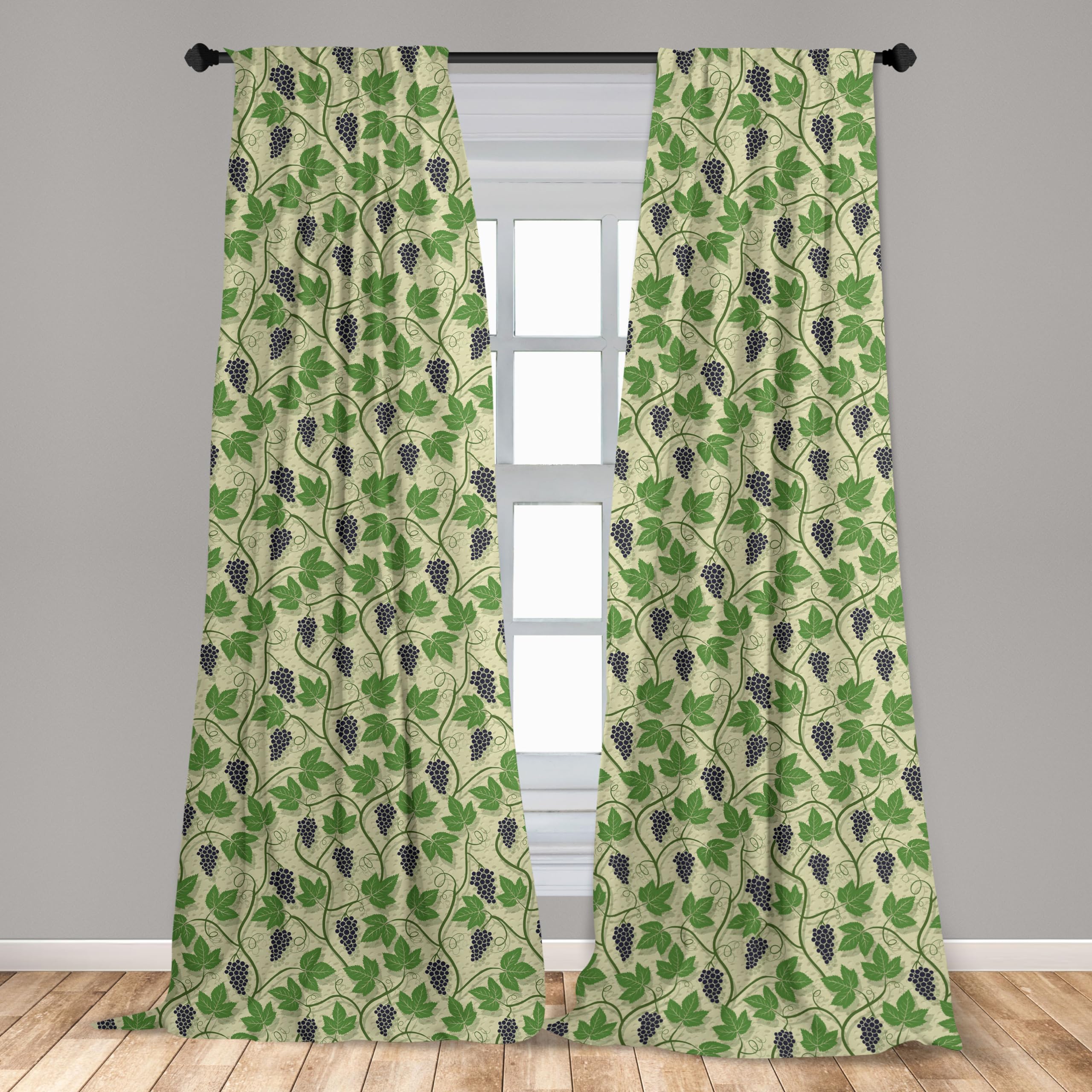 Ambesonne Vine Curtains - 2 Panel Set with Swirly Grapevines Wall Design, 28